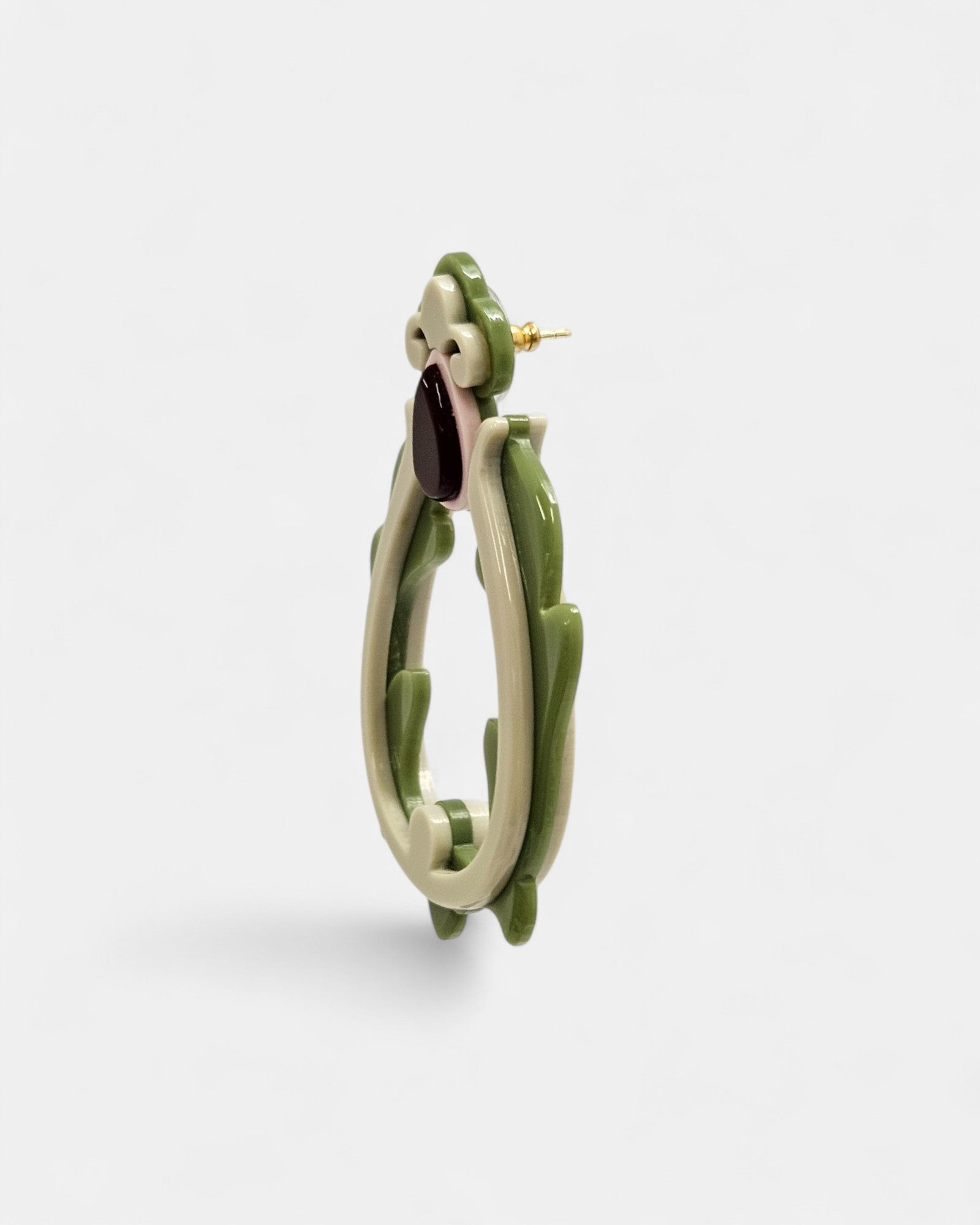 Pendientes Verdalis de diseño floral en resina verde y burdeos