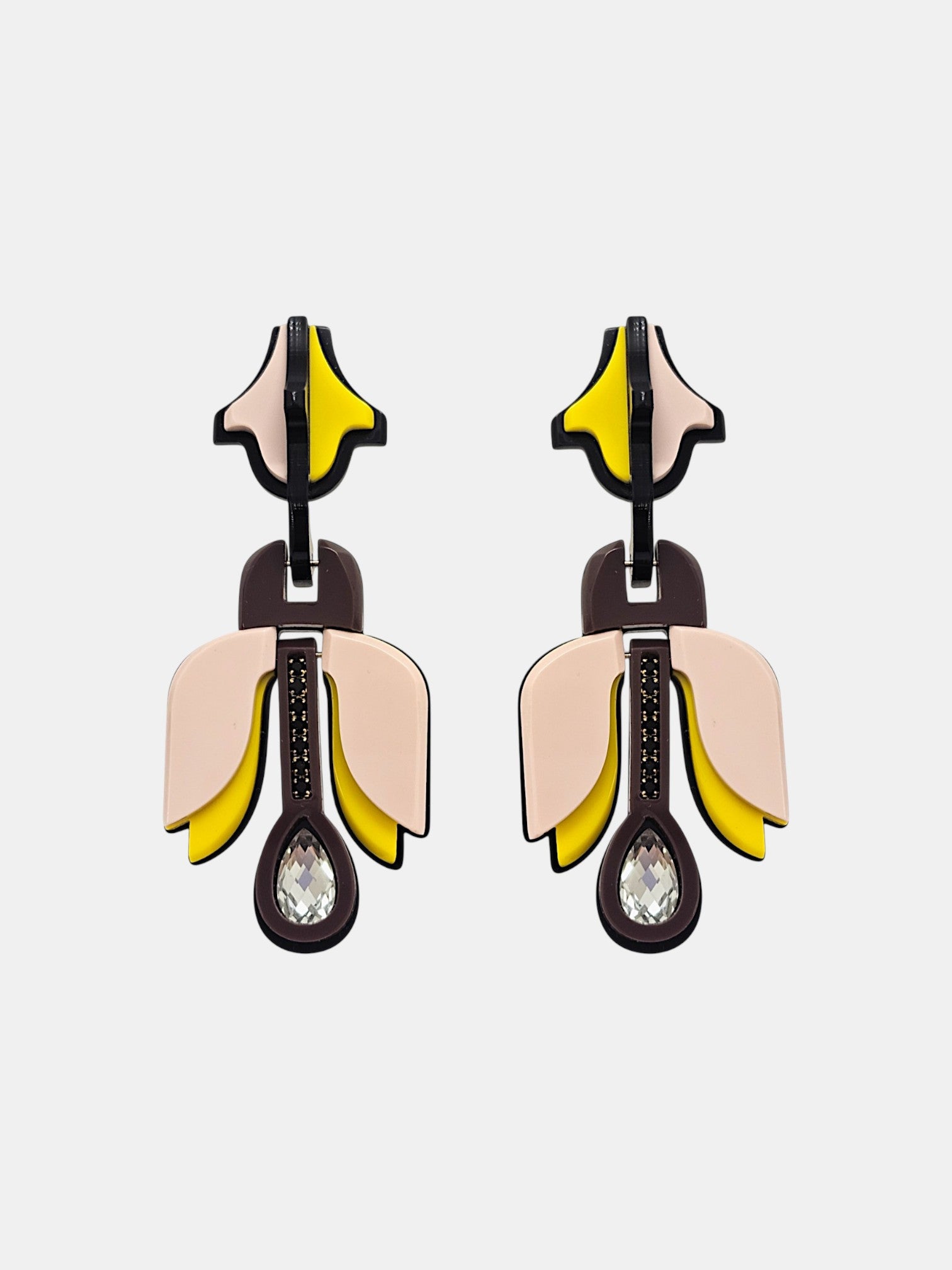 Pendientes Flor Geométrica Amarillo y Nude