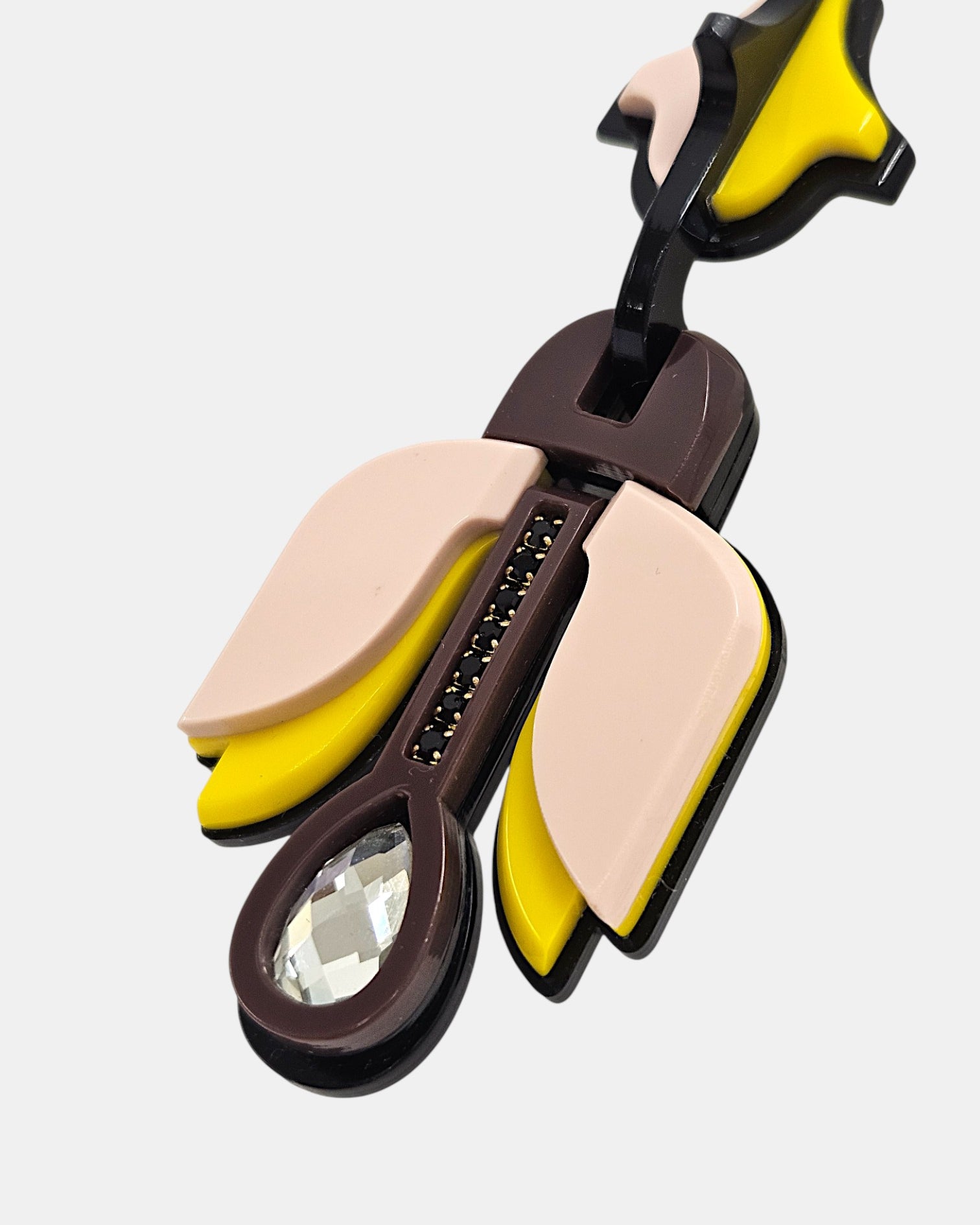 Pendientes Flor Geométrica Amarillo y Nude