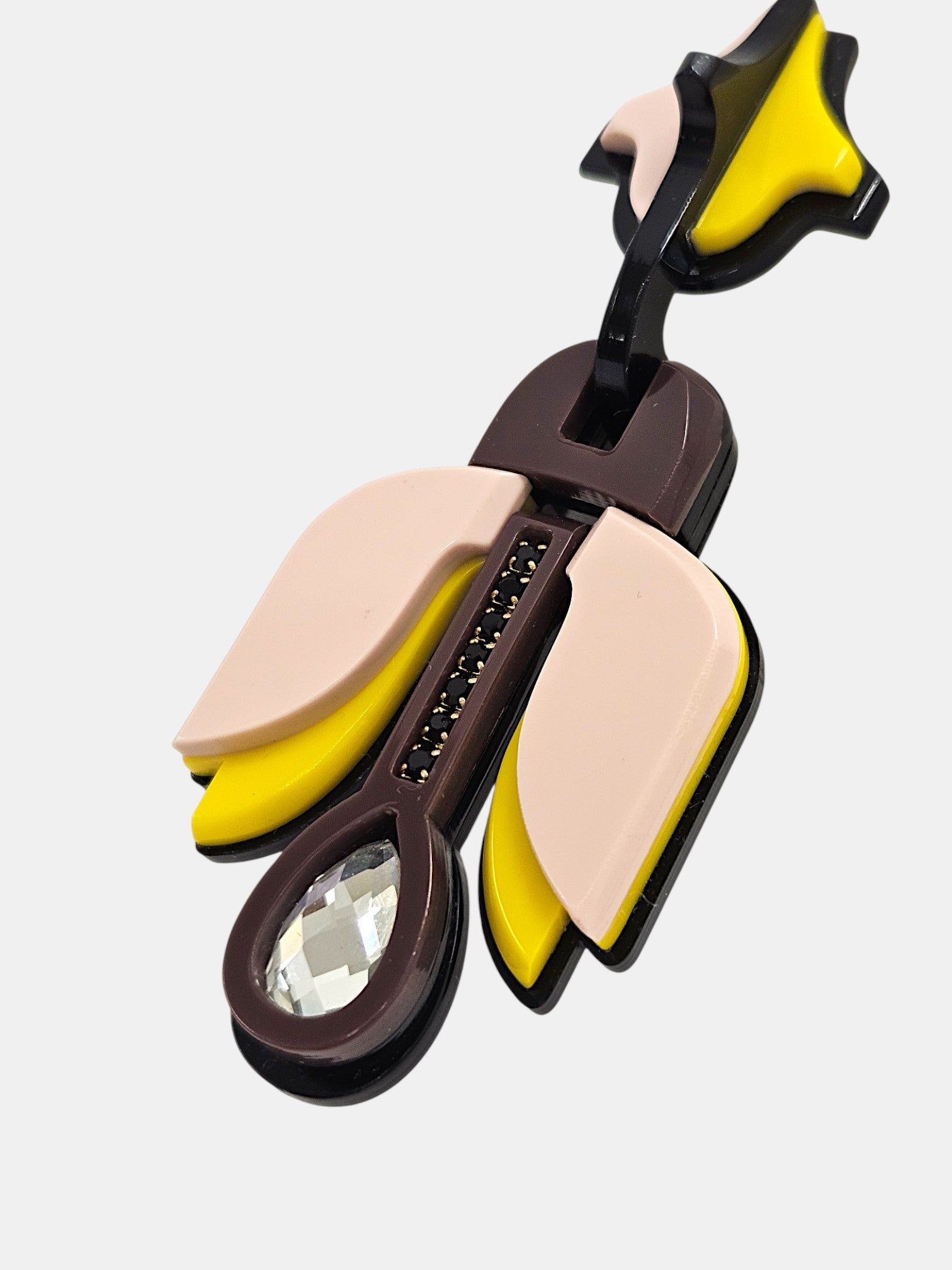 Pendientes Flor Geométrica Amarillo y Nude