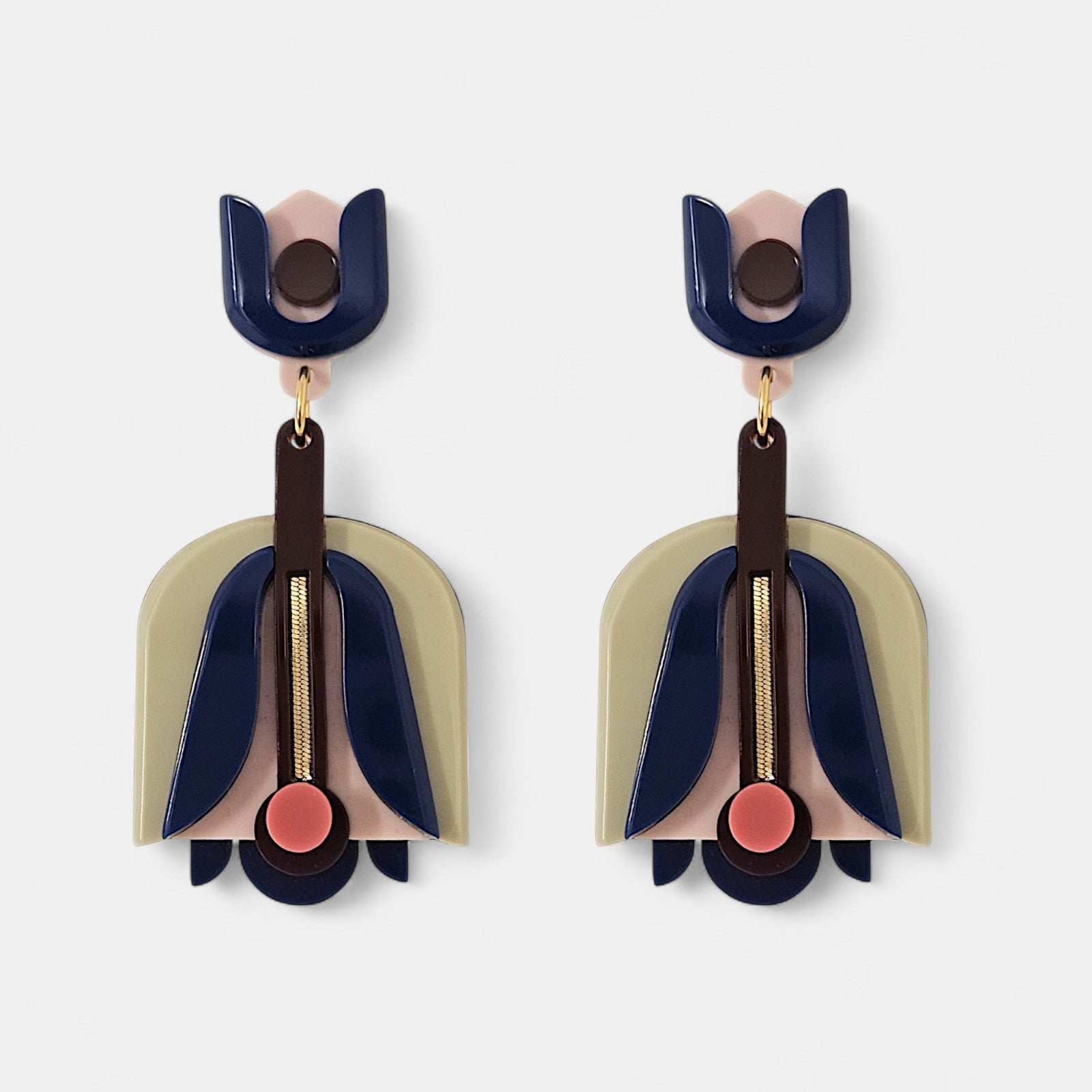 Pendientes Flor Geométrica Azul y rosa