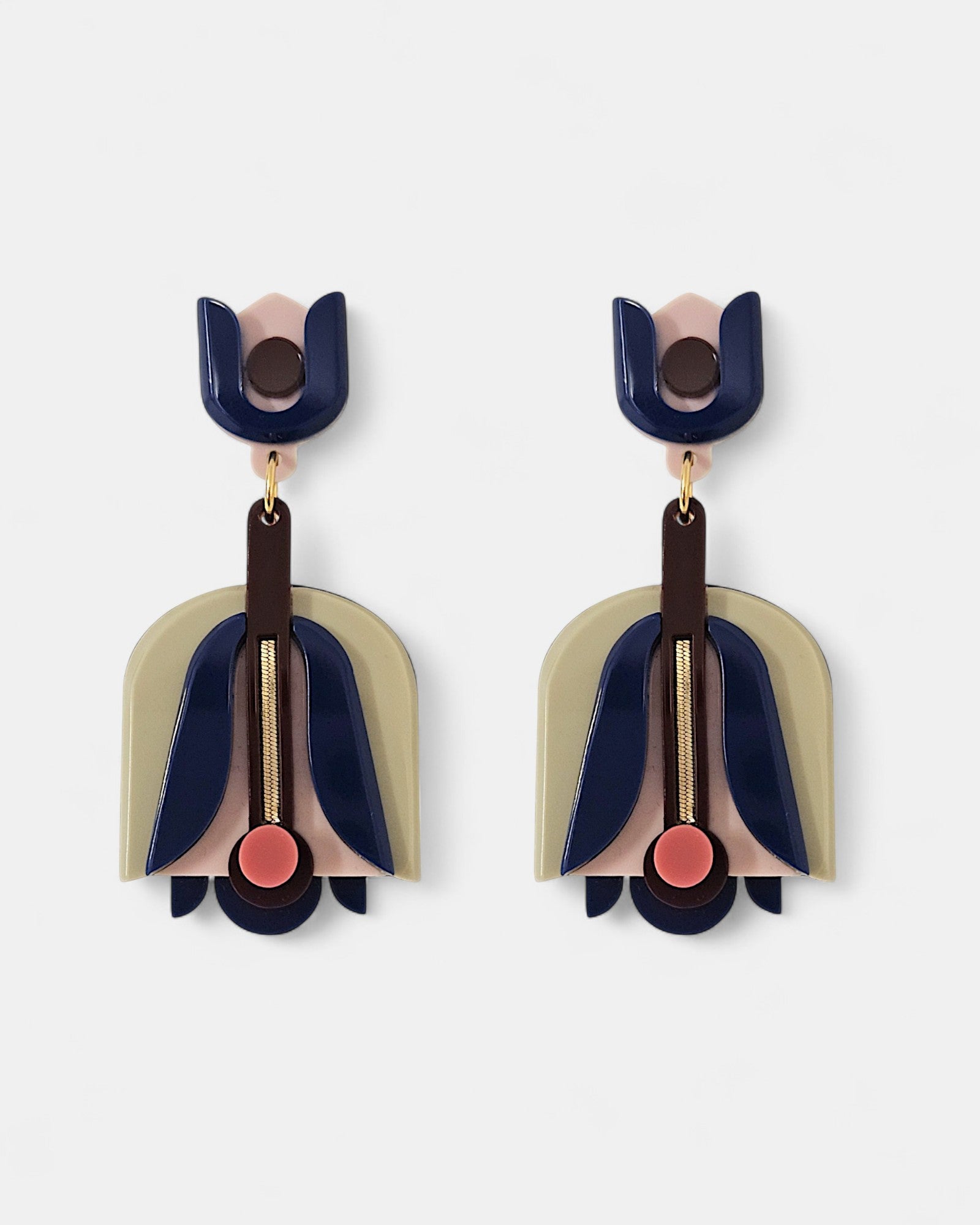 Pendientes Flor Geométrica Azul y rosa