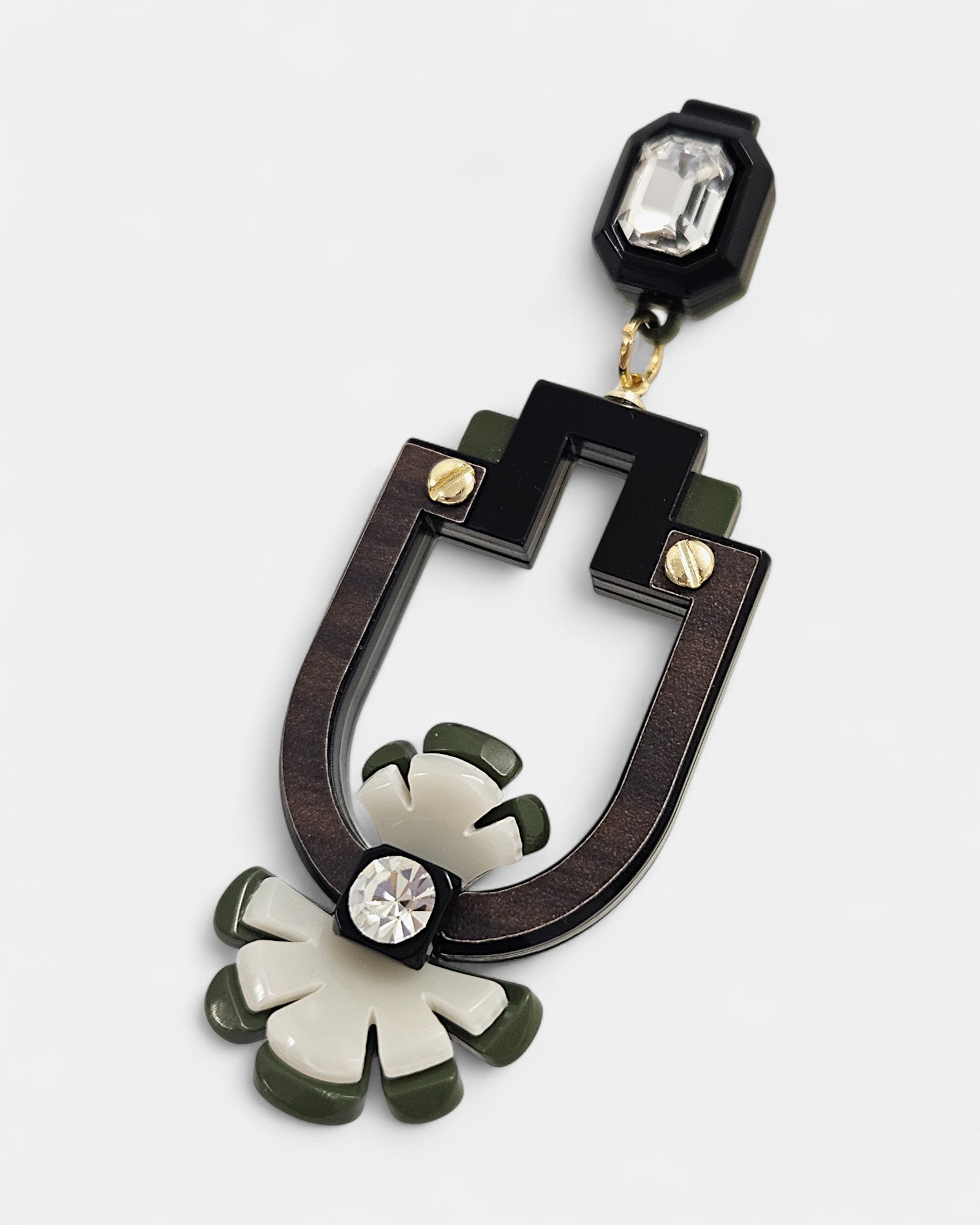 Pendientes Flor Geométrica Negro y Verde