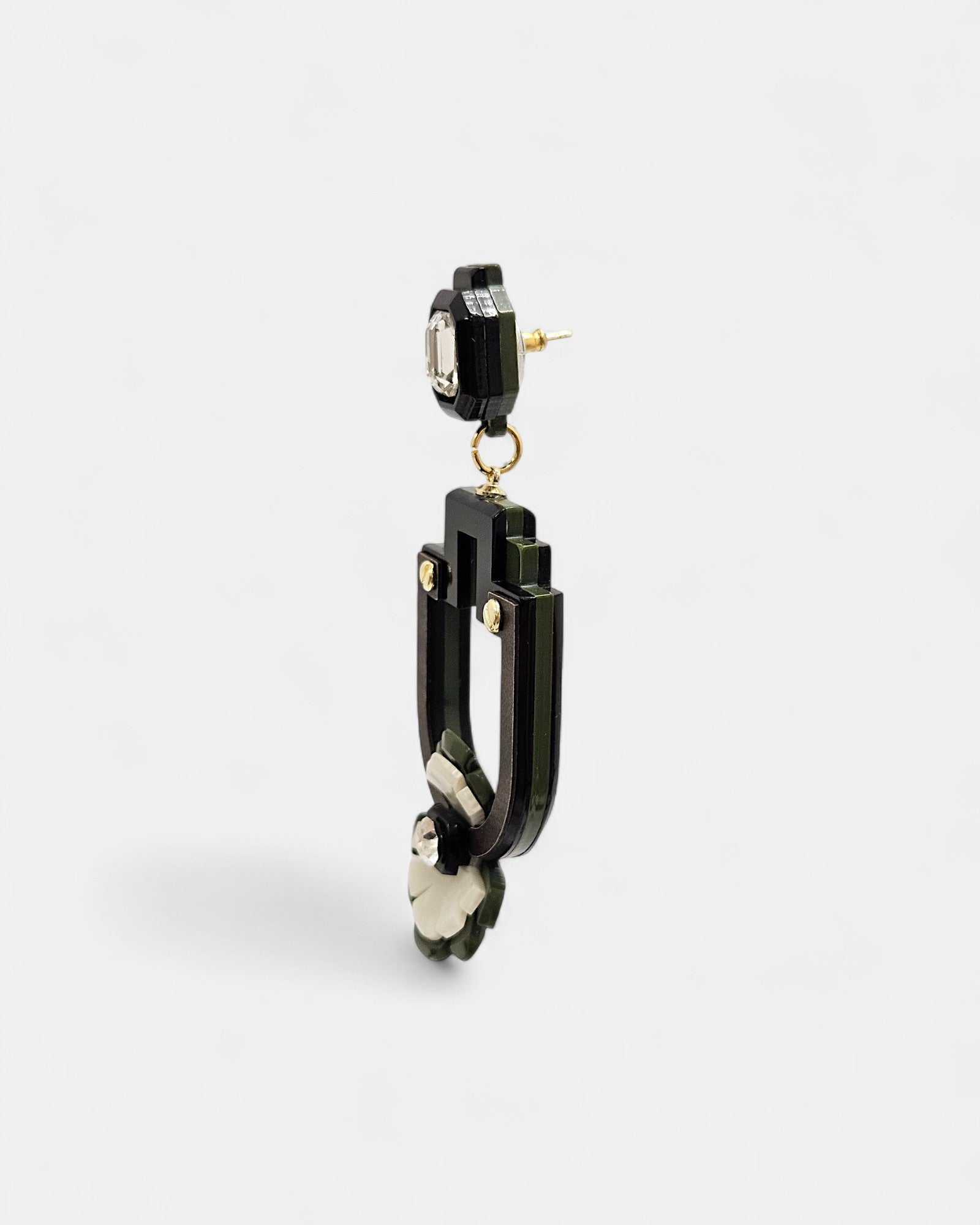 Pendientes Flor Geométrica Negro y Verde