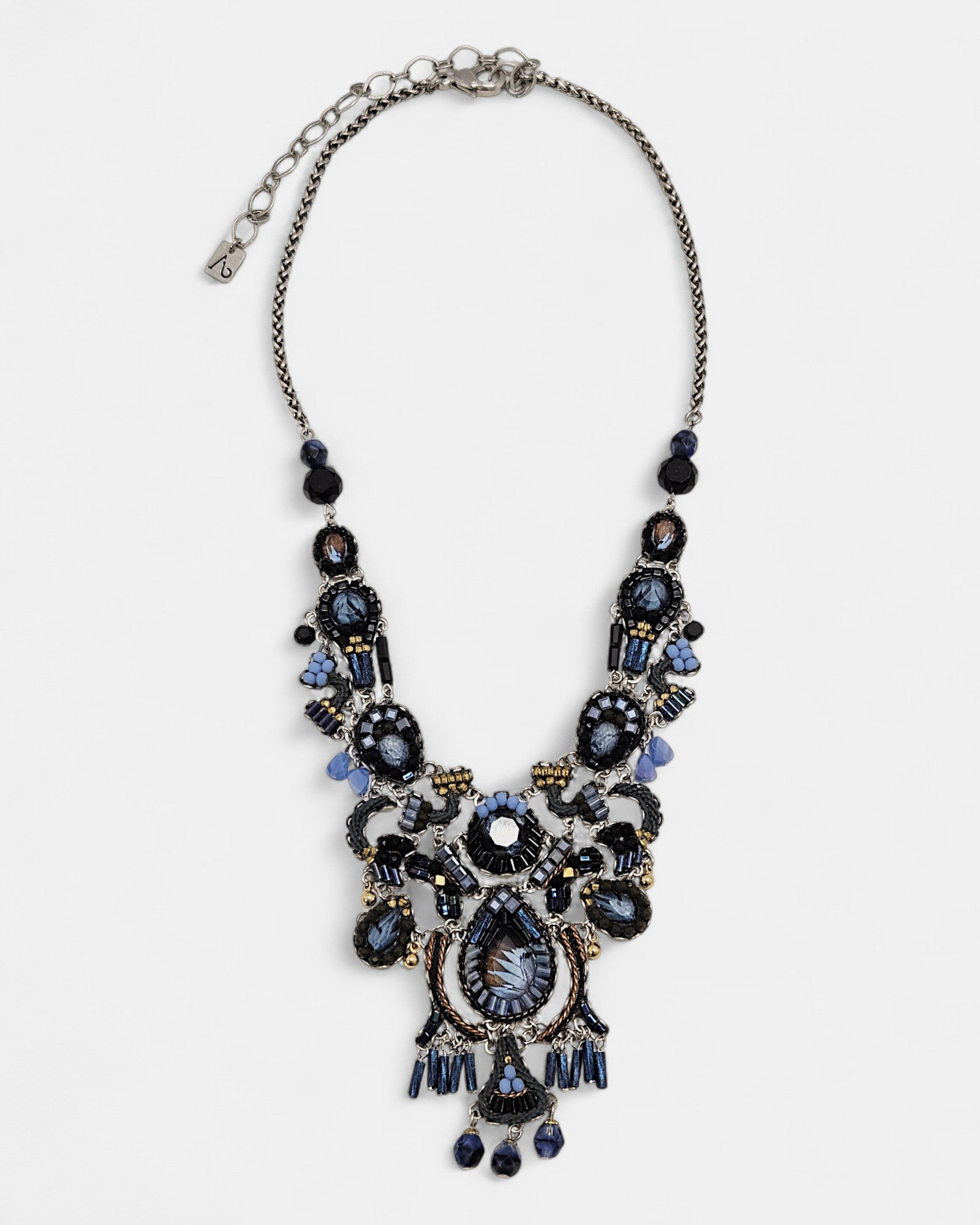 Collar artesanal Lunaria azul índigo