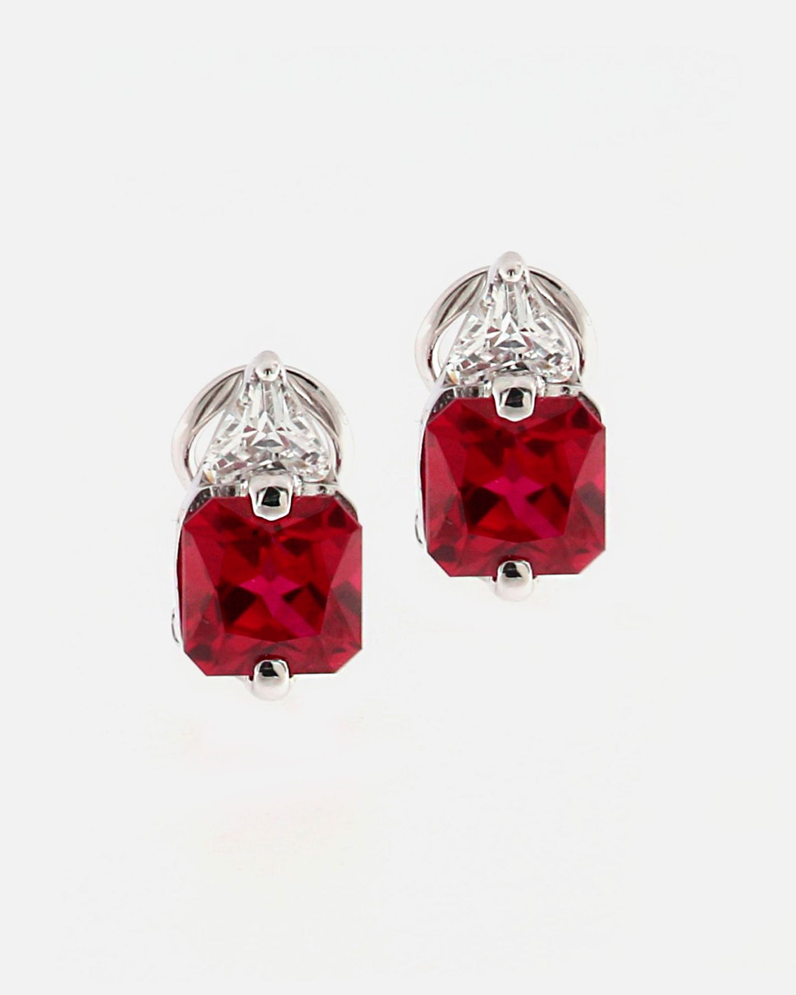 Pendientes plata y zirconita rojo rubí