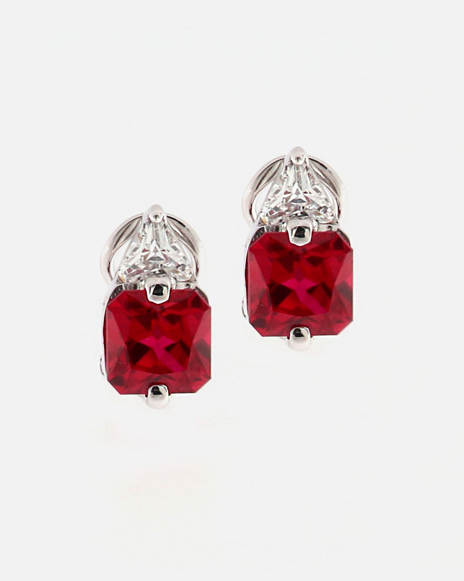 Pendientes plata y zirconita rojo rubí
