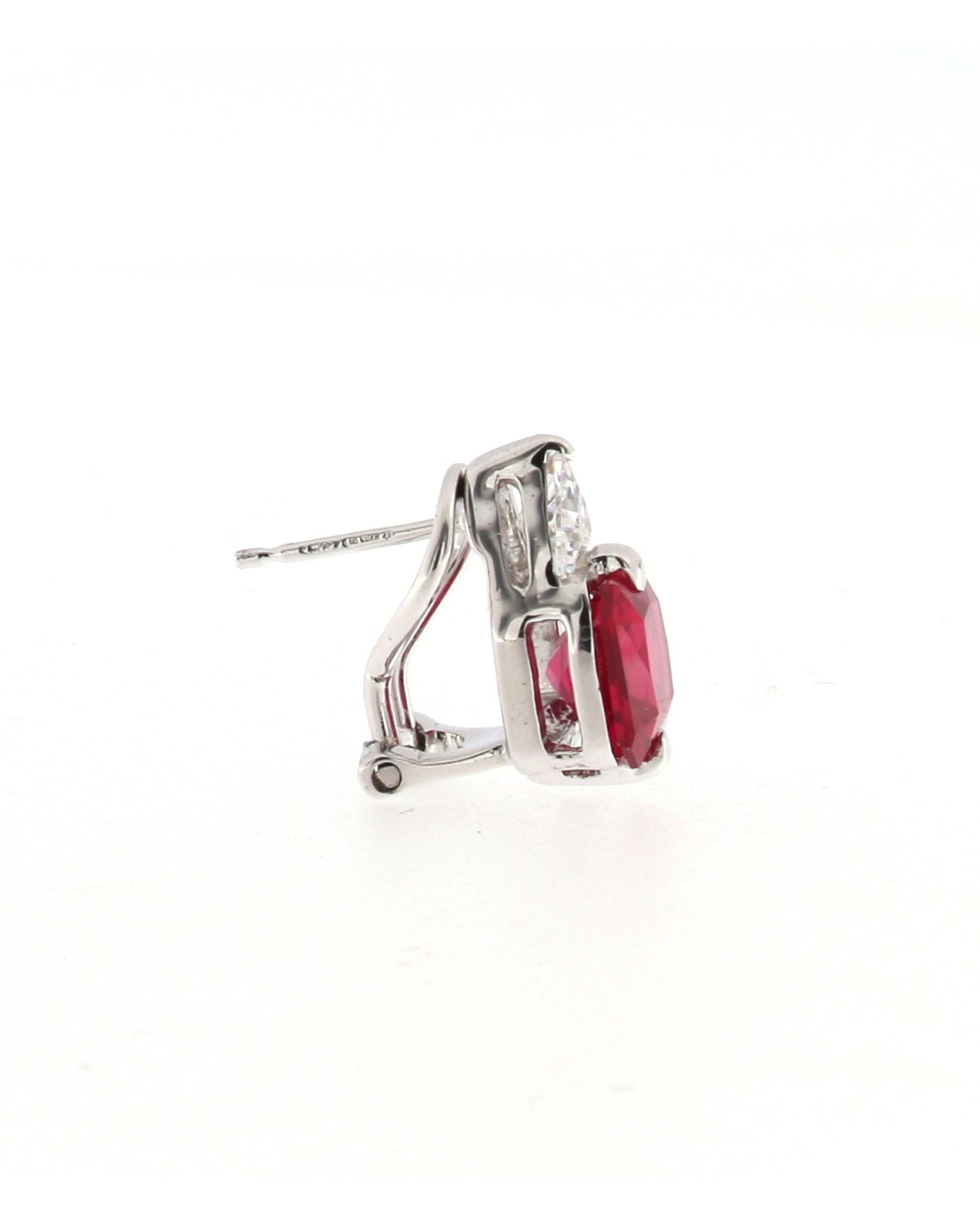 Pendientes plata y zirconita rojo rubí
