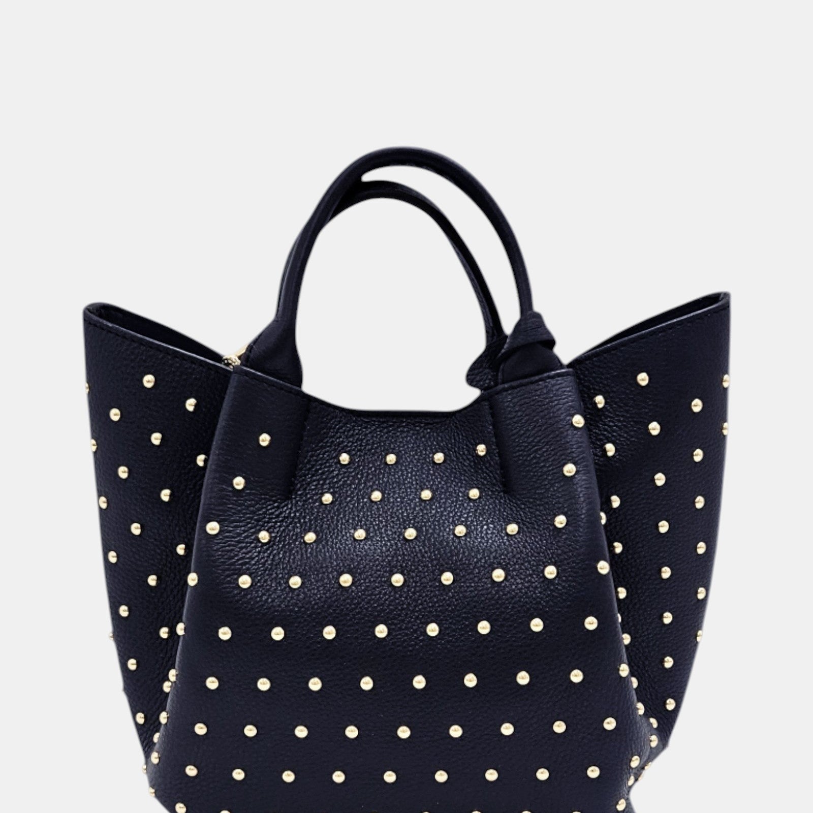 Bolso Shopper Azul Marino con Tachuelas Doradas