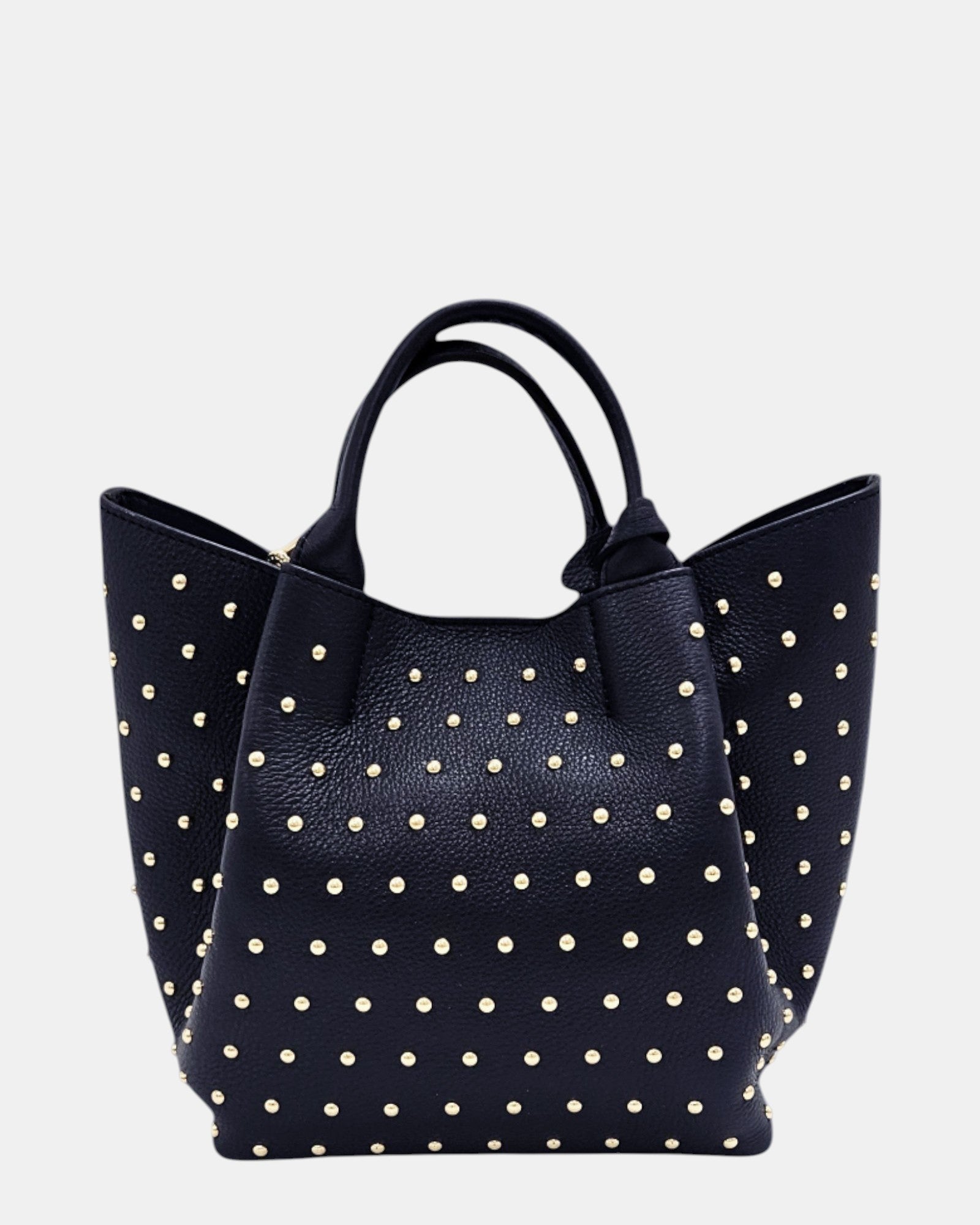 Bolso Shopper Azul Marino con Tachuelas Doradas