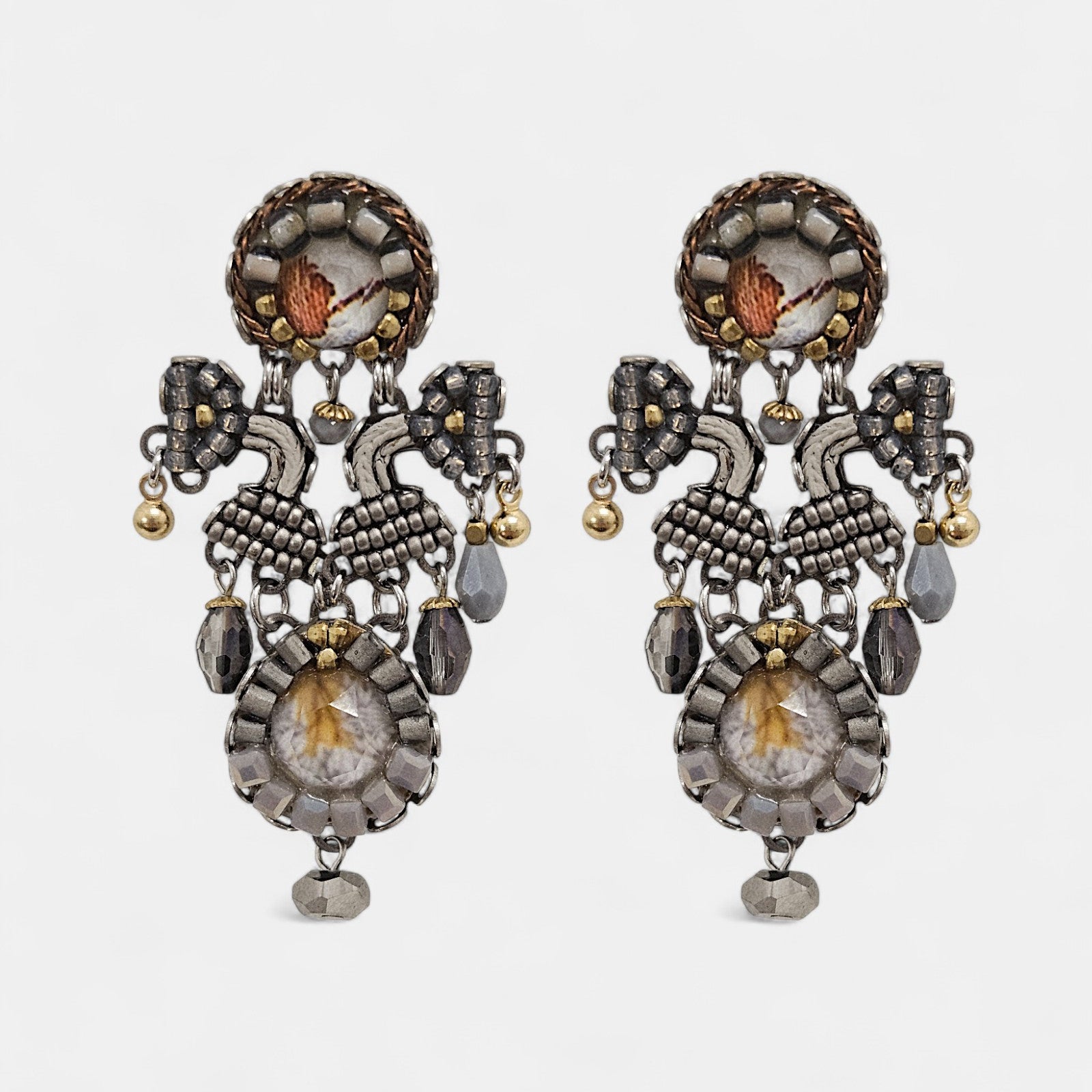 Pendientes Artesanales Plateados con Cristales Ice