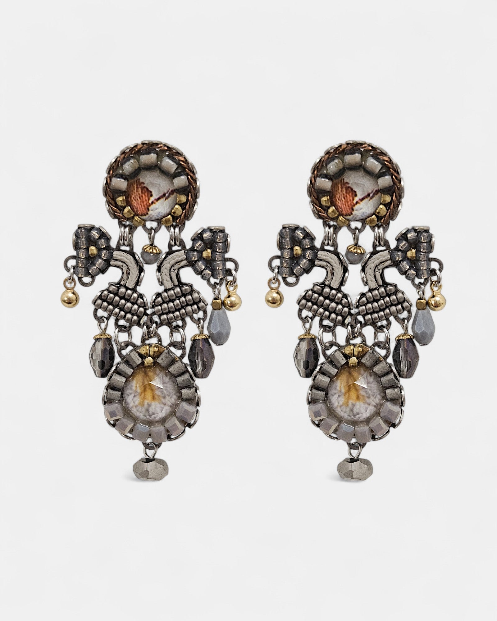 Pendientes Artesanales Plateados con Cristales Ice