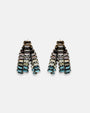 Pareja de pendientes Tataborello de flecos con cristales baguette en degradado de azul, gris y plata.