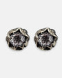pendientes Dalia de Maria e Luisa Jewels en plata 925 bruñida con cristal redondo ahumado y montura de flor.