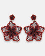pendientes Fleur Terracota de Olivia Dar bordados a mano en microcuentas de cristal terracota y negro.