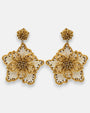pendientes Fleur Dorée de Olivia Dar bordados a mano en microcuentas de cristal dorado y bronce.