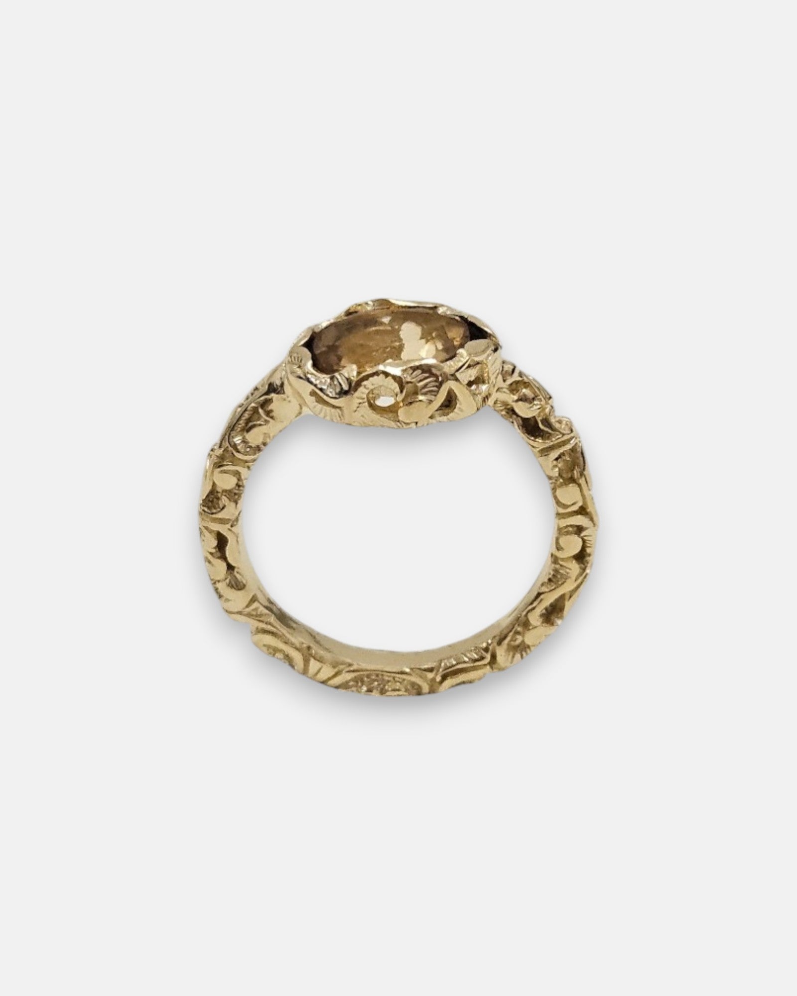 anillo Ludovica de Maria e Luisa Jewels en plata 925 chapada en oro con cristal ovalado ámbar.
