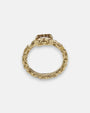 anillo Nereo de Maria e Luisa Jewels en plata 925 chapada en oro con cristal rectangular ámbar.