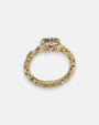 anillo Zeno de Maria e Luisa Jewels en plata 925 chapada en oro con cristal rectangular transparente.