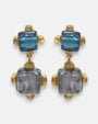 pendientes Celine Azur de Dominique Denaive en resina artesanal con bloques cúbicos en azul turquesa y gris ahumado.