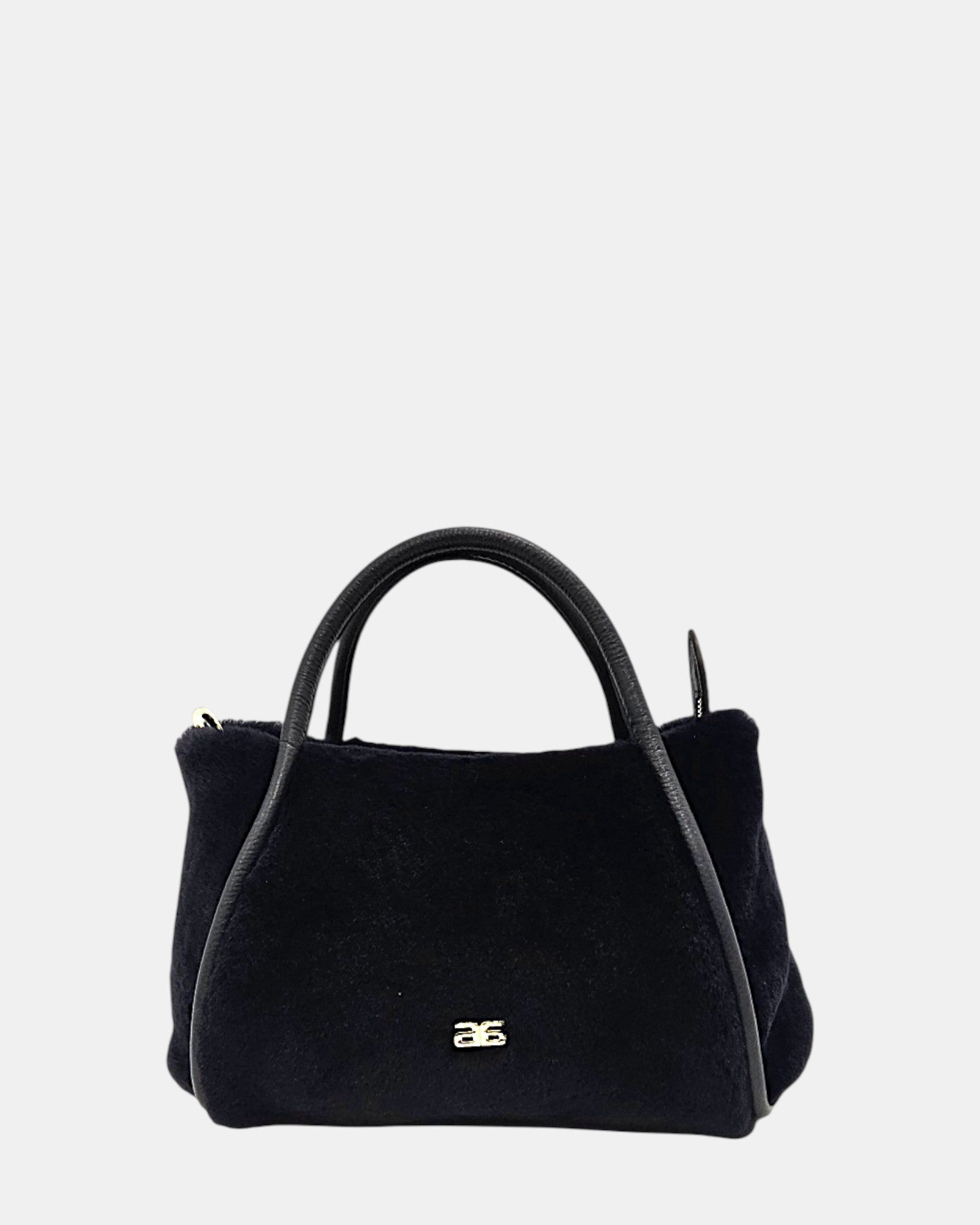 Bolso azul marino piel y borreguito