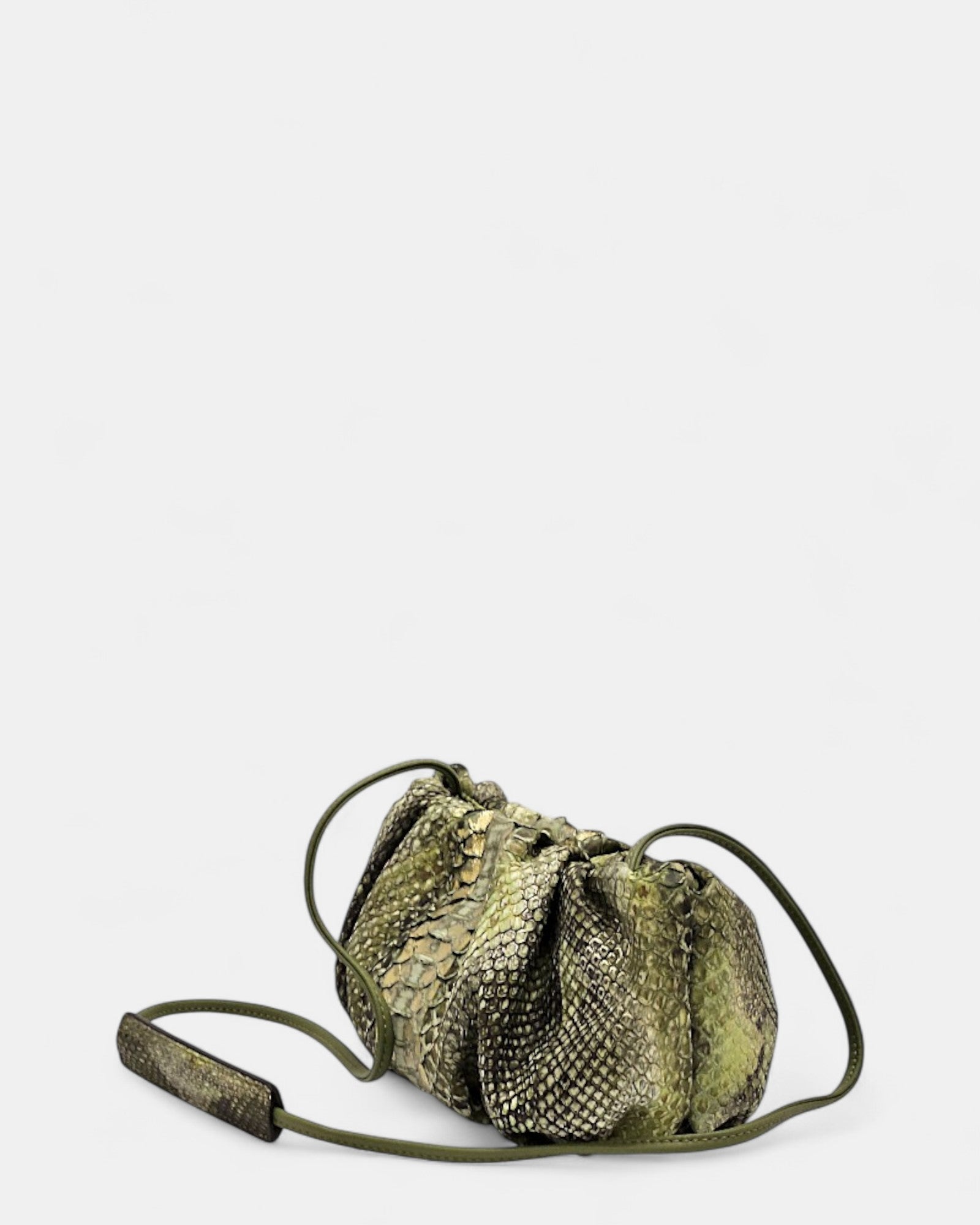 Pochette piel de serpiente verde