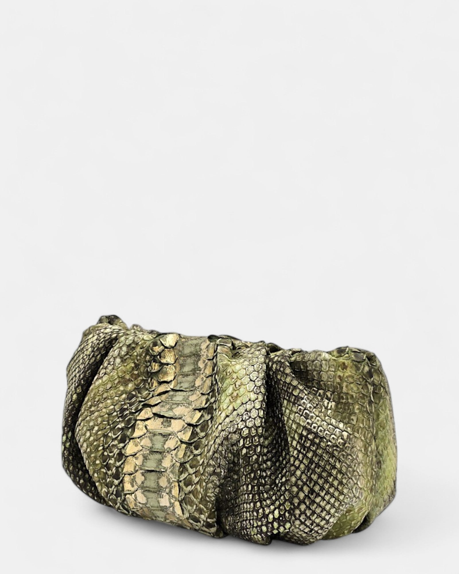 Pochette piel de serpiente verde