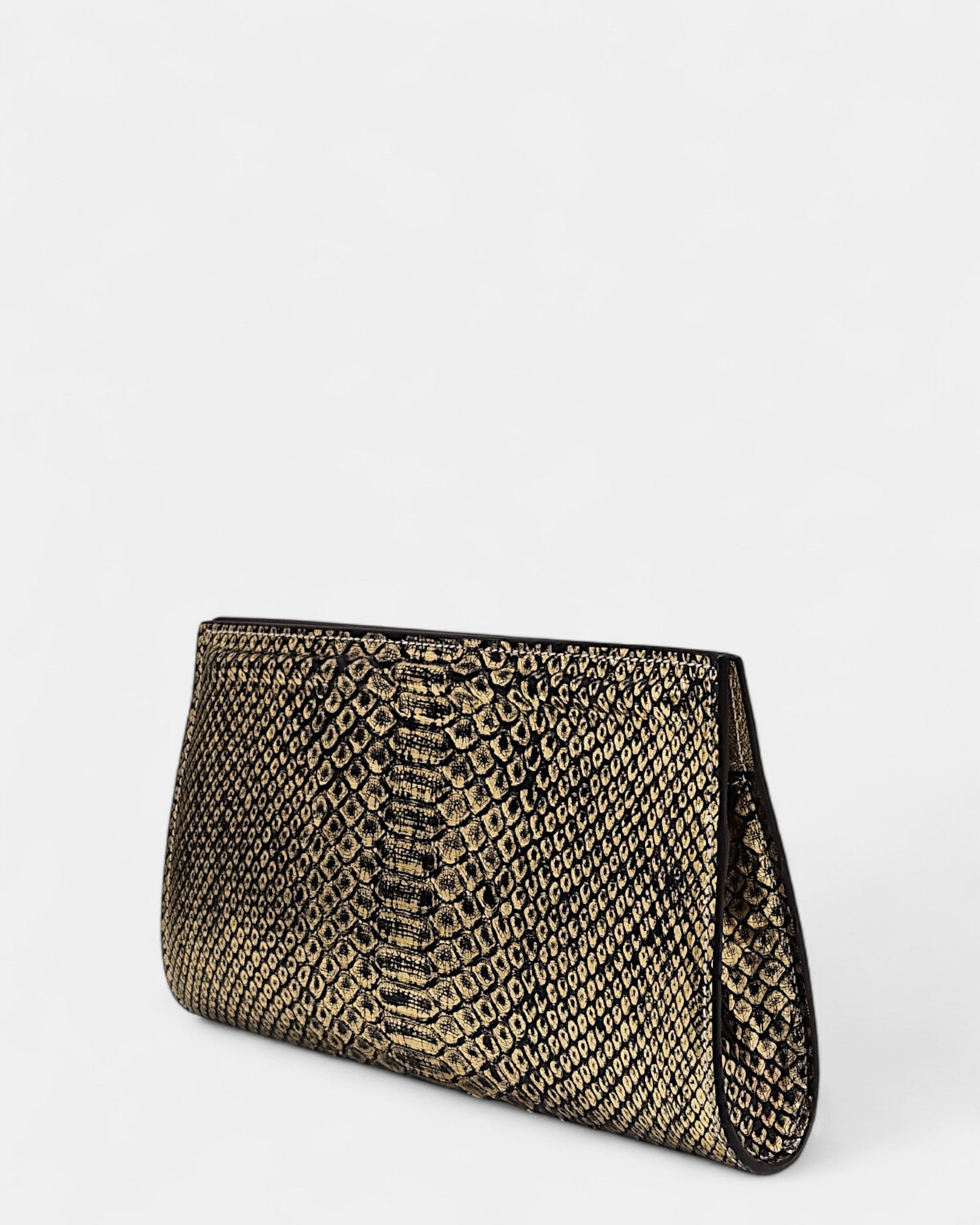 Bolso Clutch Dorado Pitón Atenea