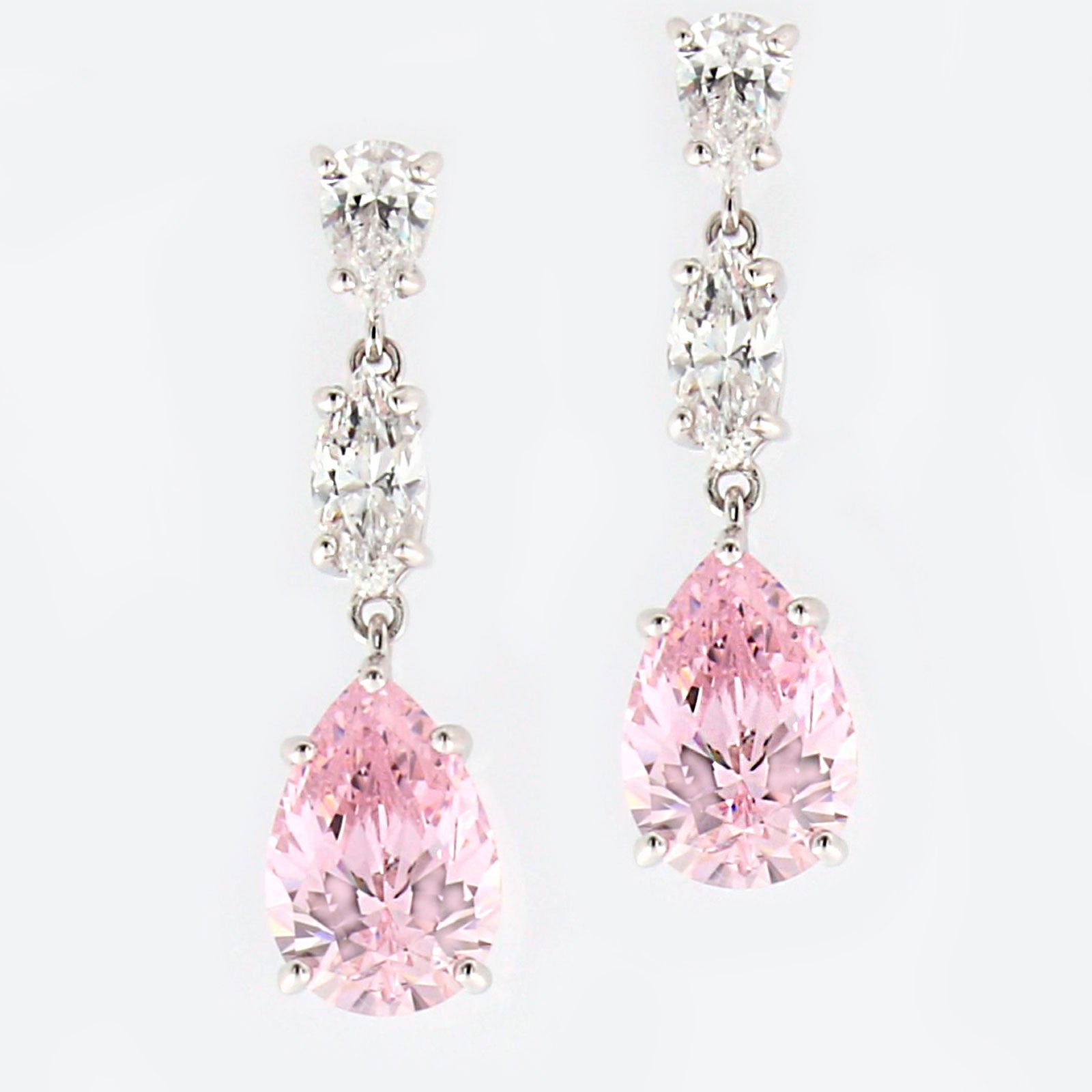 Pendientes plata y zirconita rosa