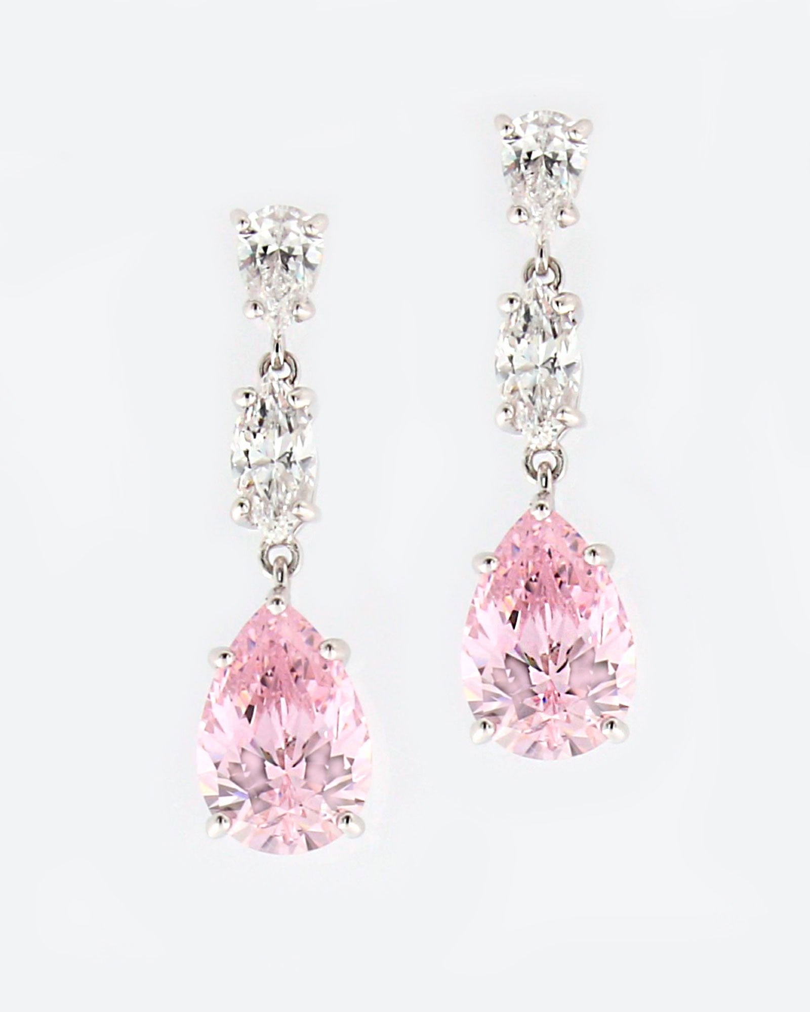 Pendientes plata y zirconita rosa