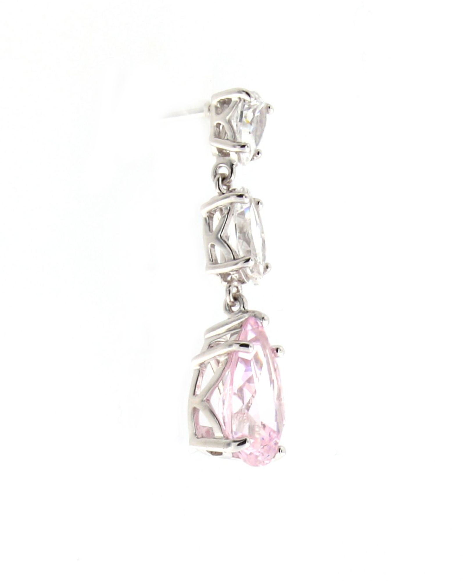 Pendientes plata y zirconita rosa