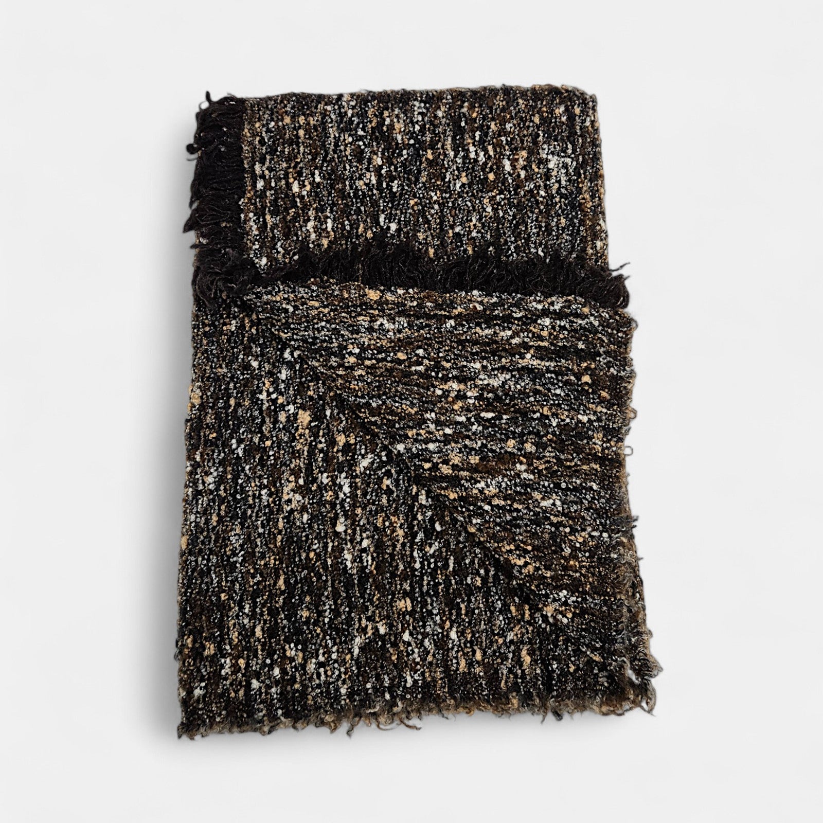 Fular “Nery” Faliero Sarti bouclé otoñal en marrón y gris oscuro