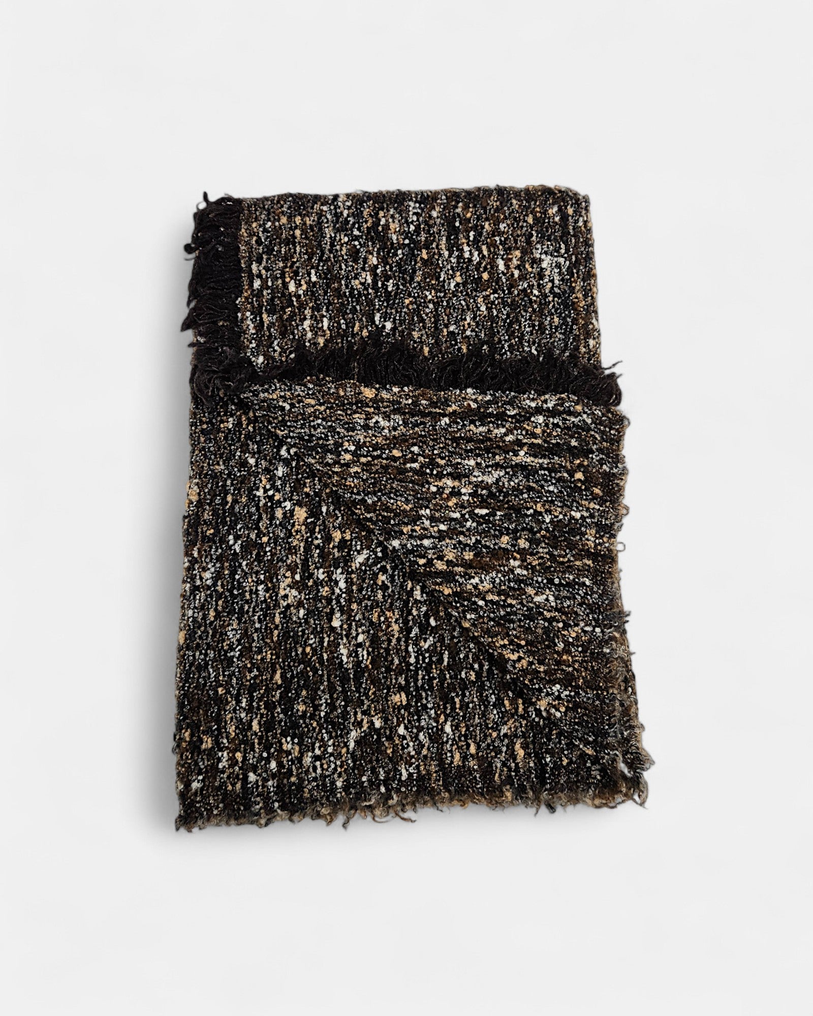 Fular “Nery” Faliero Sarti bouclé otoñal en marrón y gris oscuro