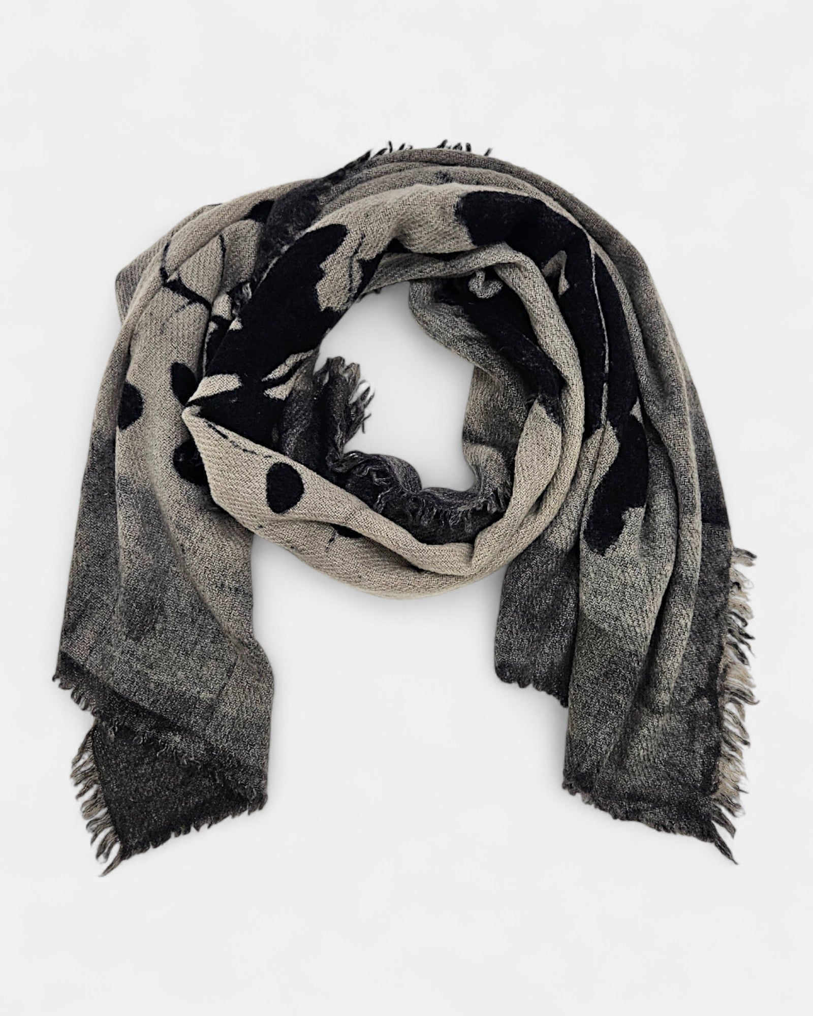 Fular floral Cashmere y lana gris Marlon