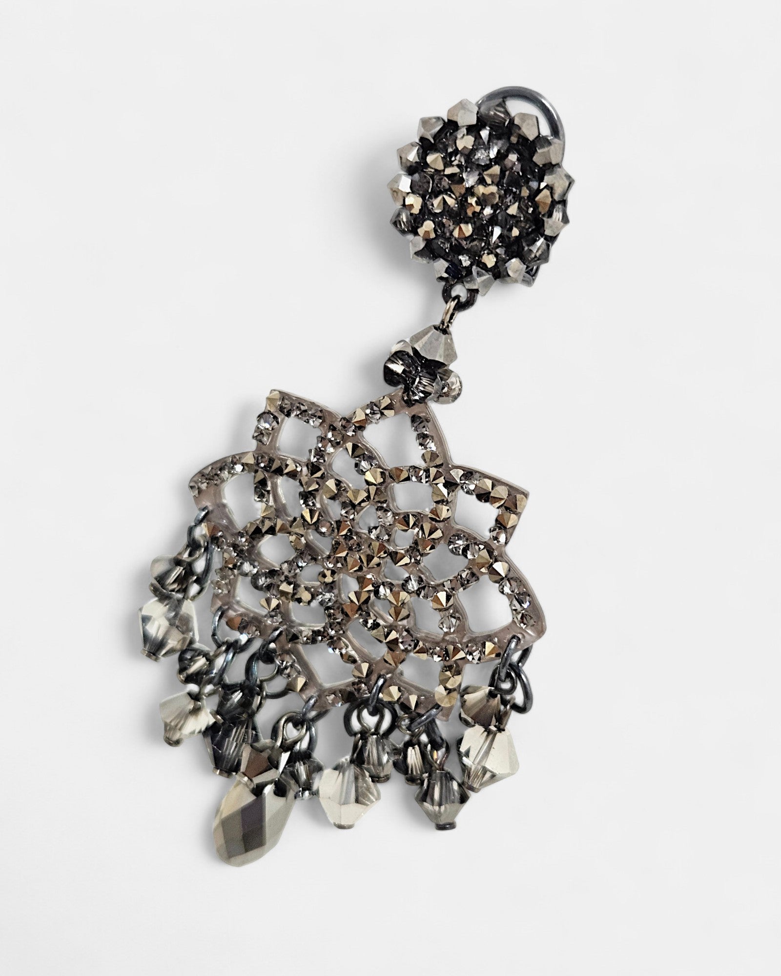 Pendientes Nocturna en filigrana con cristales ahumados facetados