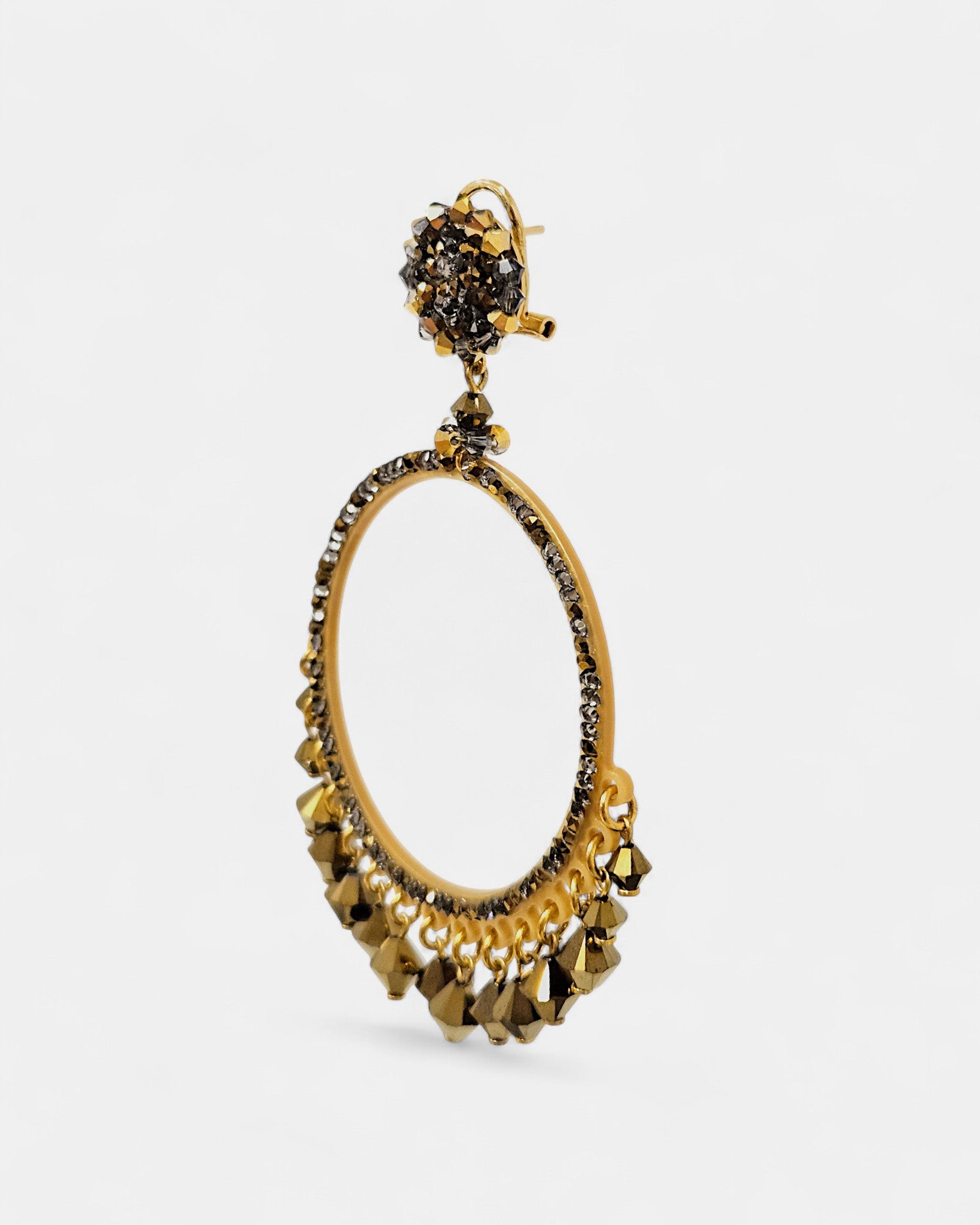 Pendientes Eterna aros dorados con cristales ahumados