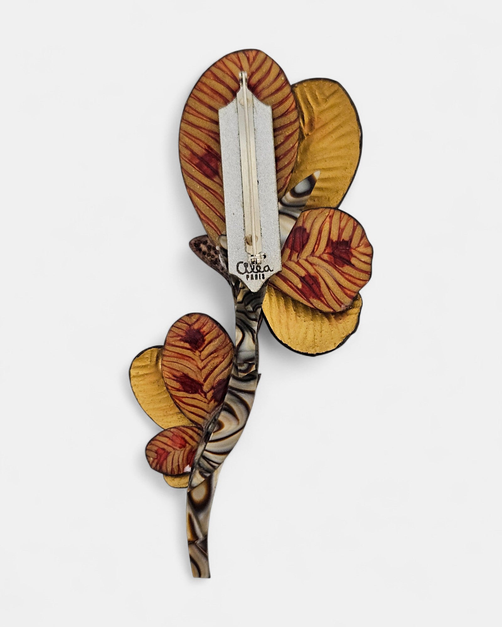 Broche Mamie naranja en resina Ciléa