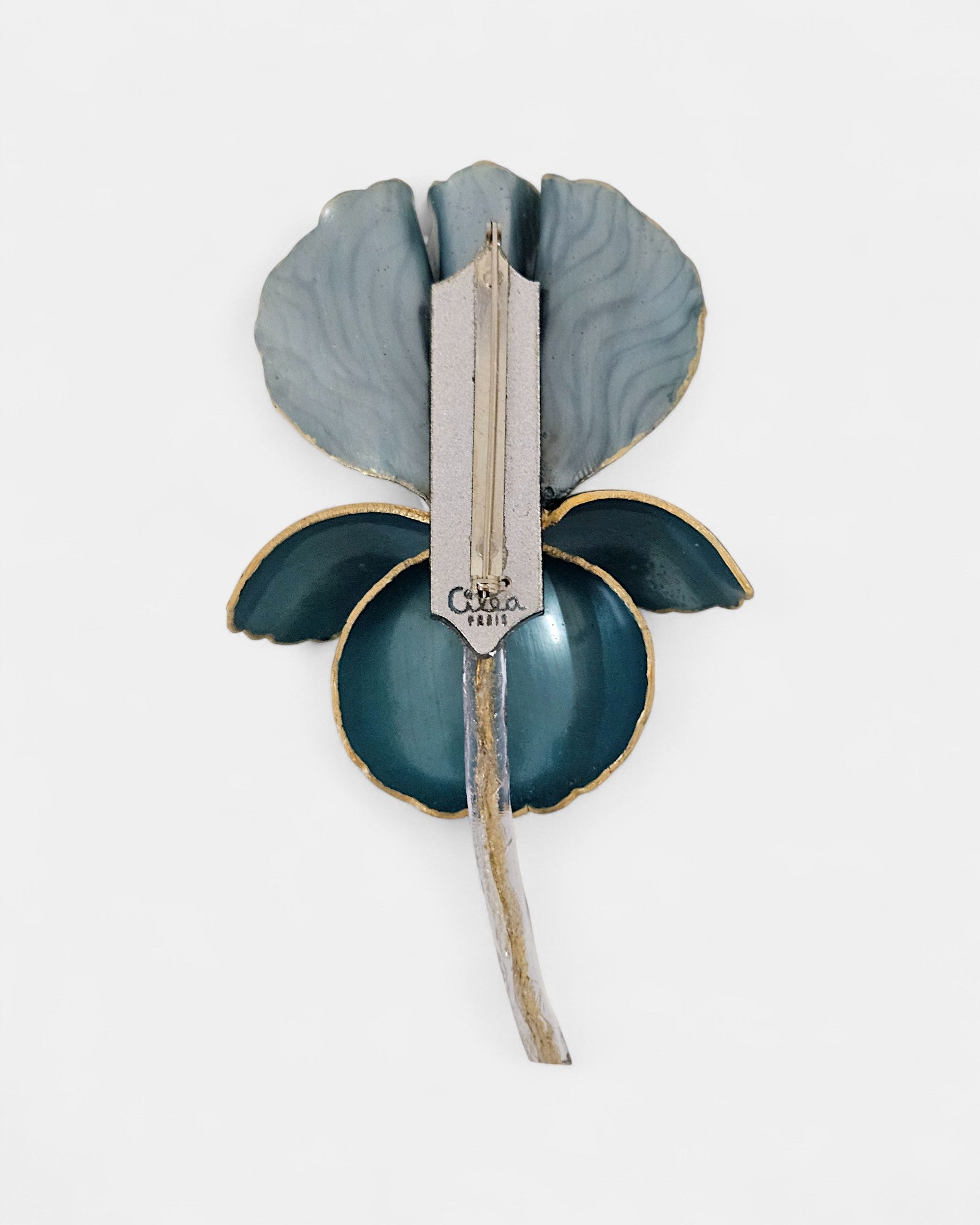 Broche resina azul Iris verde azulado