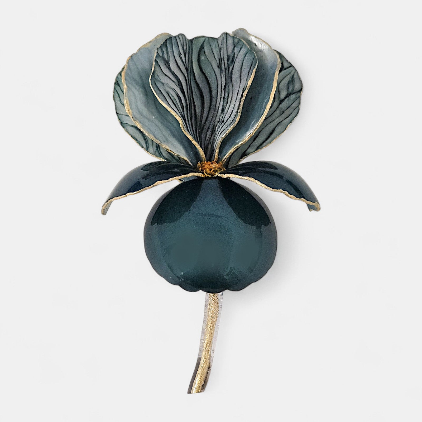 Broche resina azul Iris verde azulado