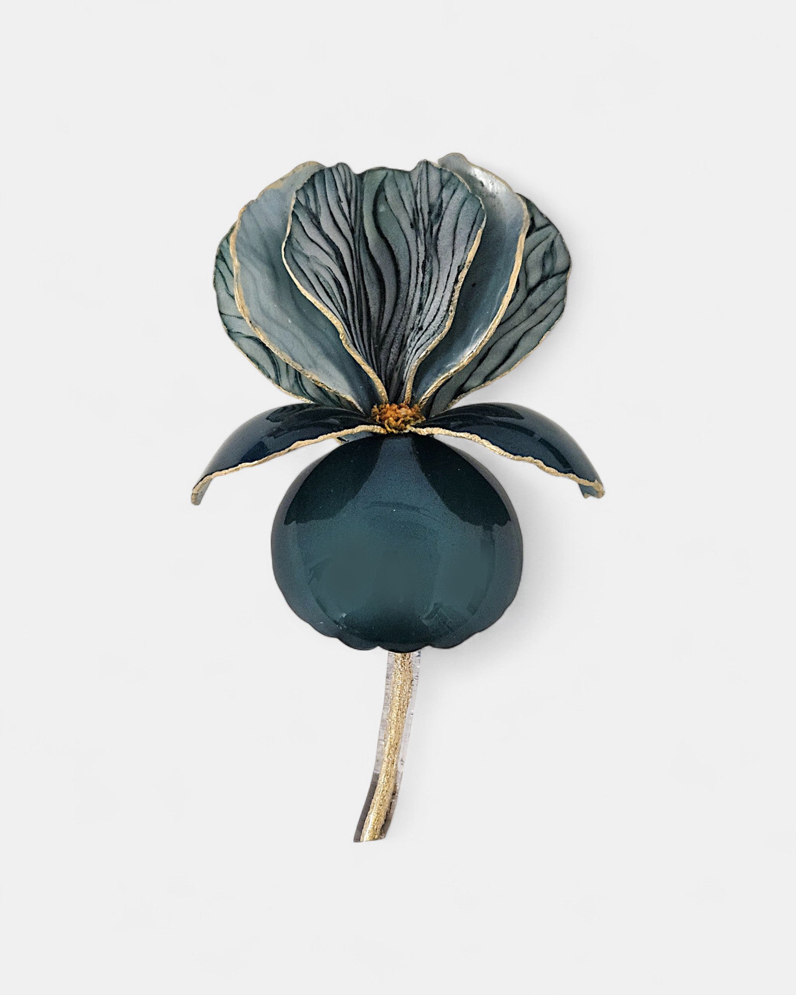 Broche resina azul Iris verde azulado