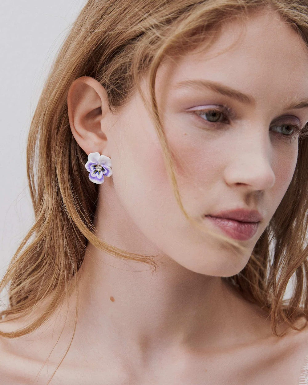 Pendientes Flor Pansy Lila