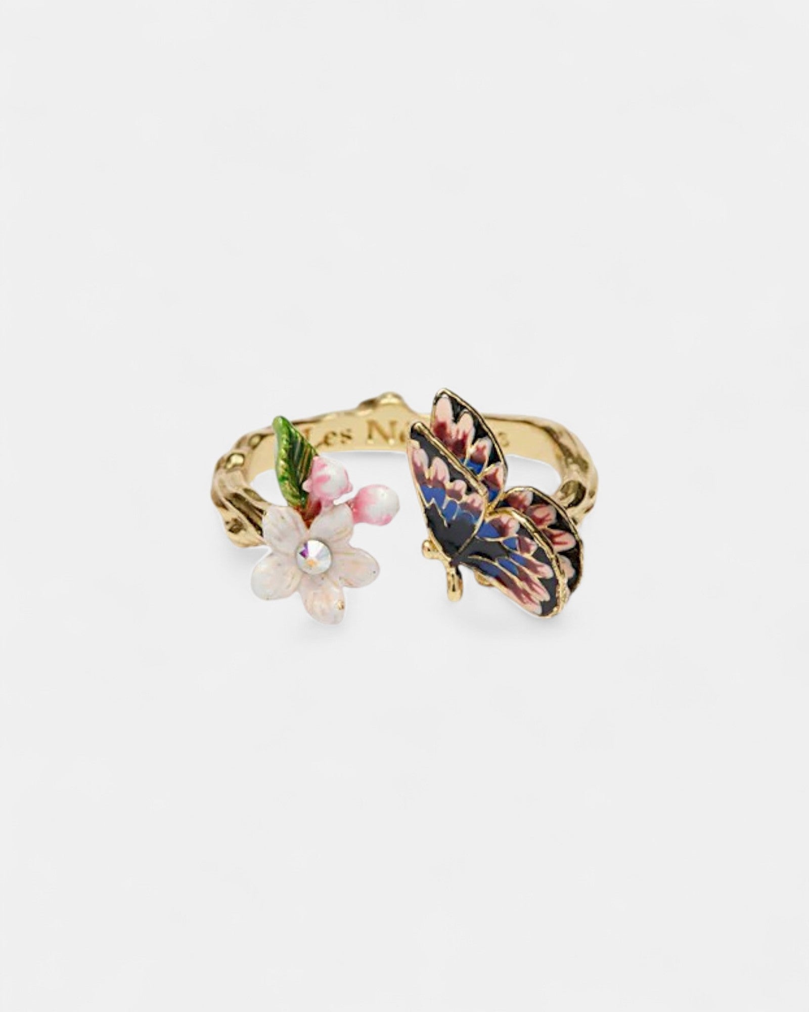 Anillo Mariposa y Flor Esmaltada