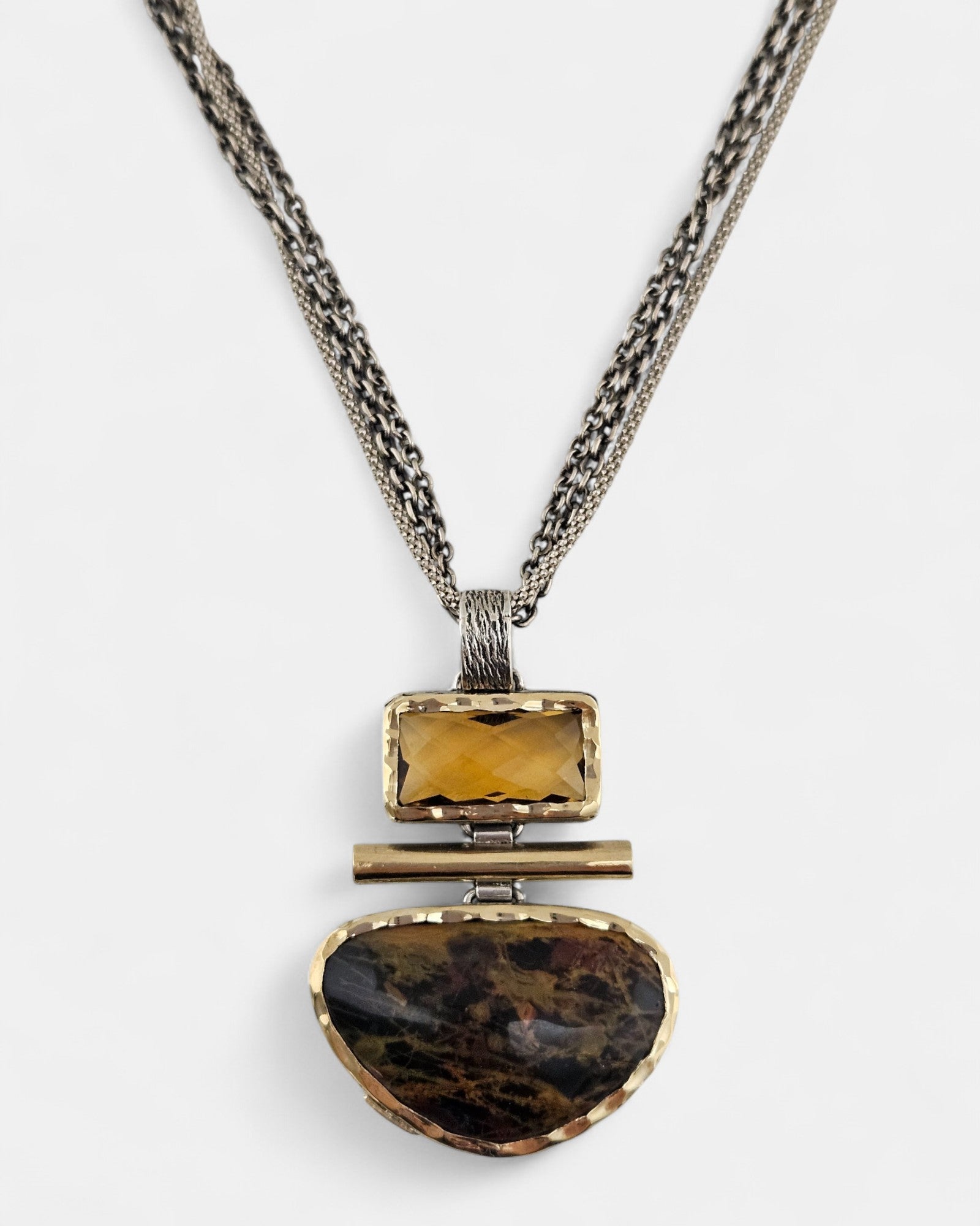 Colgante de plata Cuarzo whisky y Pibara