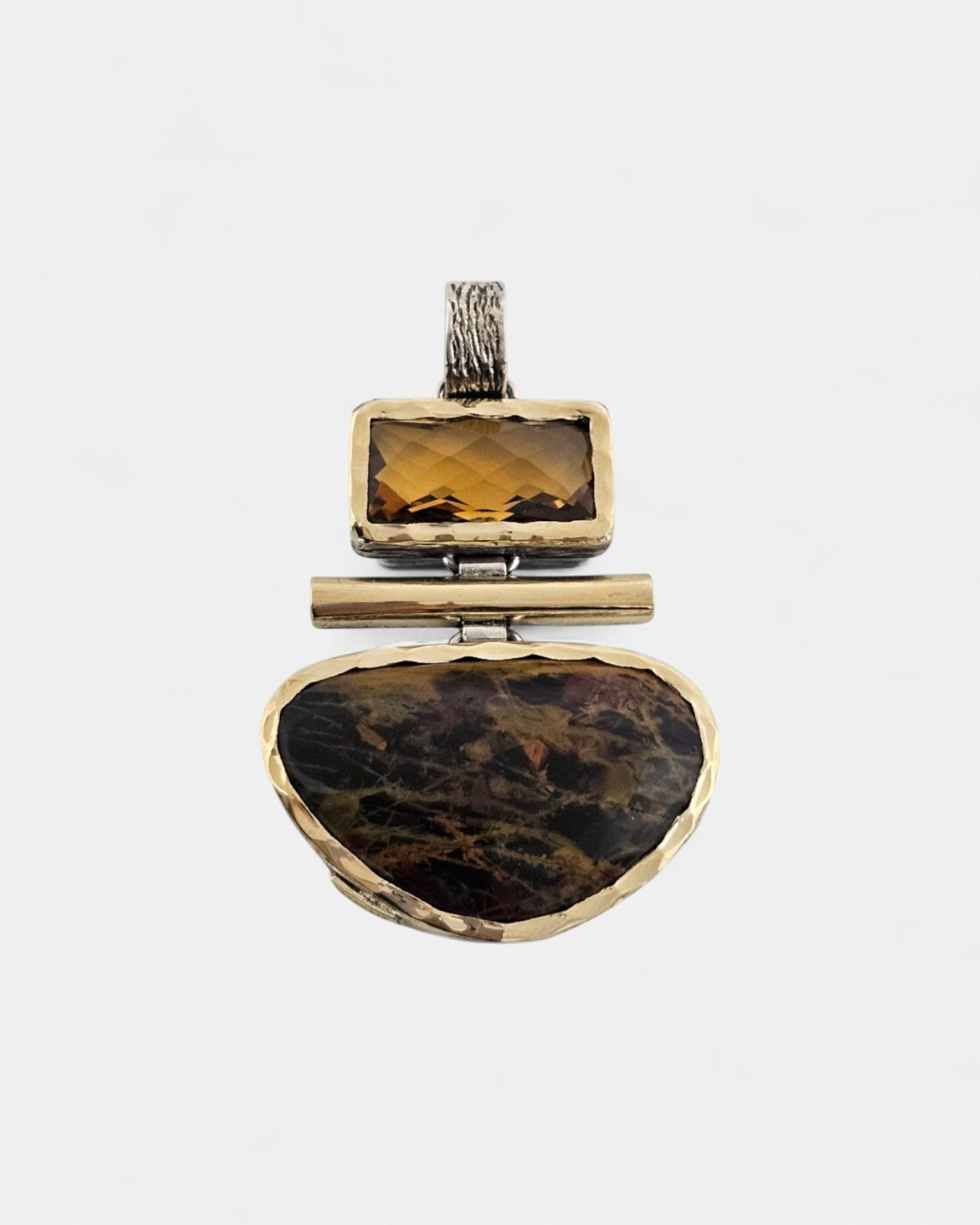 Colgante de plata Cuarzo whisky y Pibara