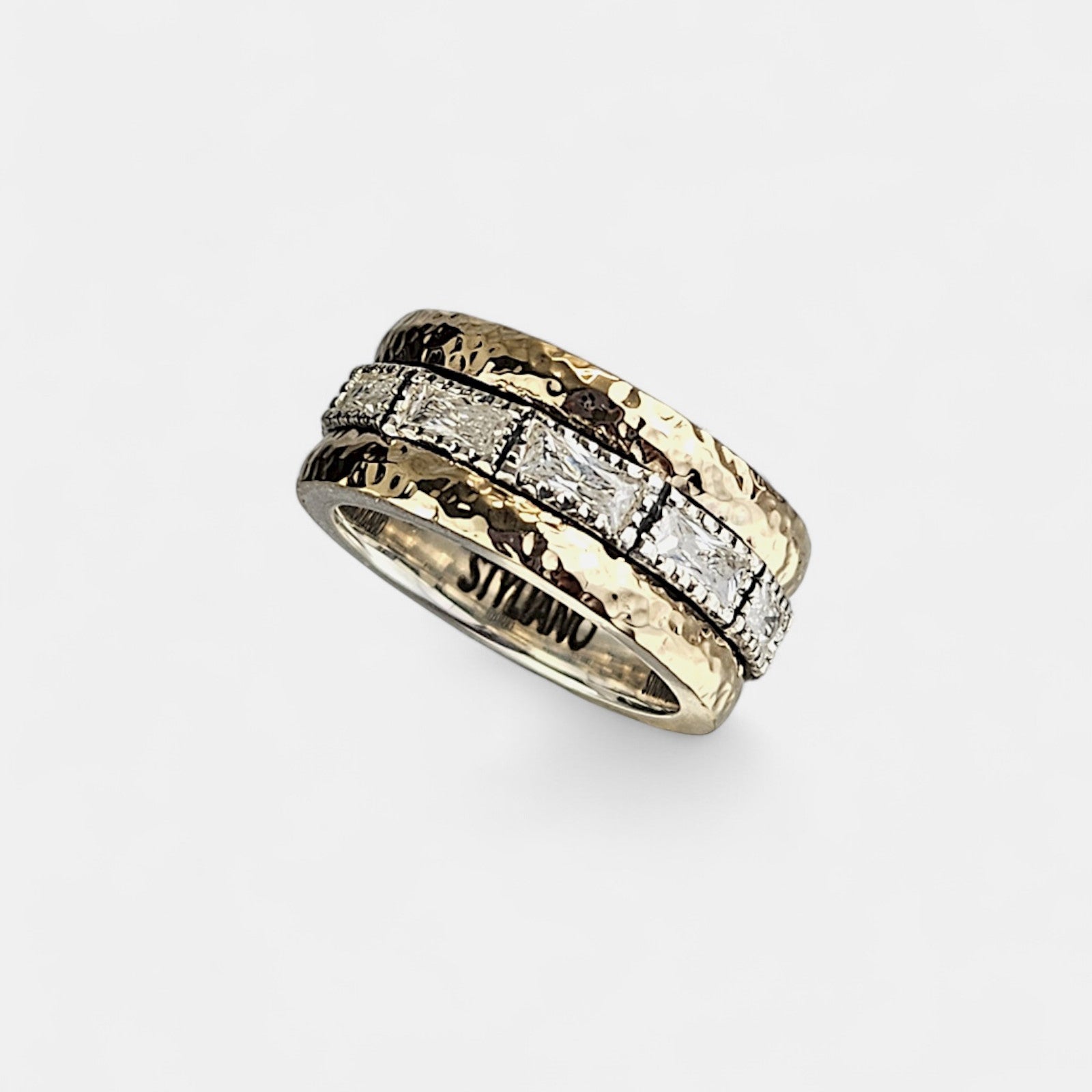 Anillo giratorio plata y zirconitas baguette
