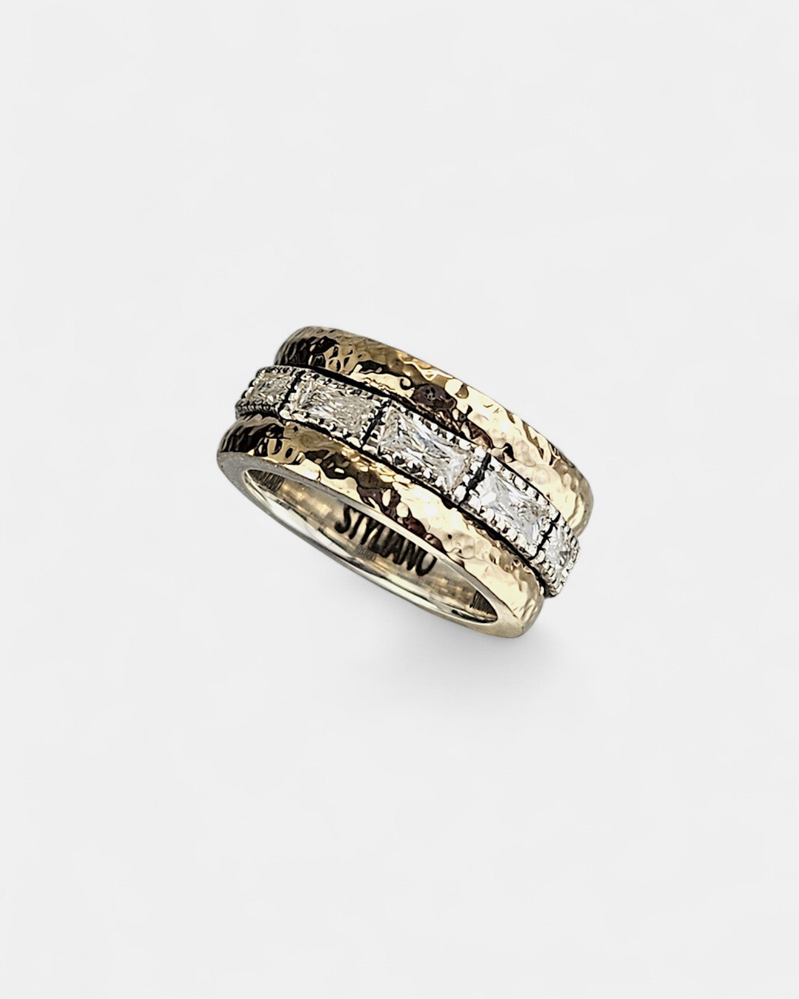 Anillo giratorio plata y zirconitas baguette