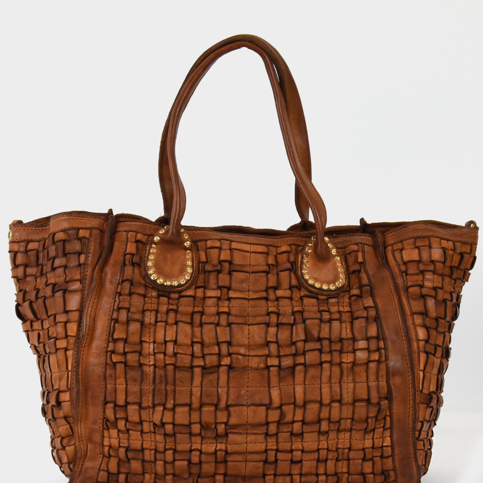 Bolso shopper trenzado piel