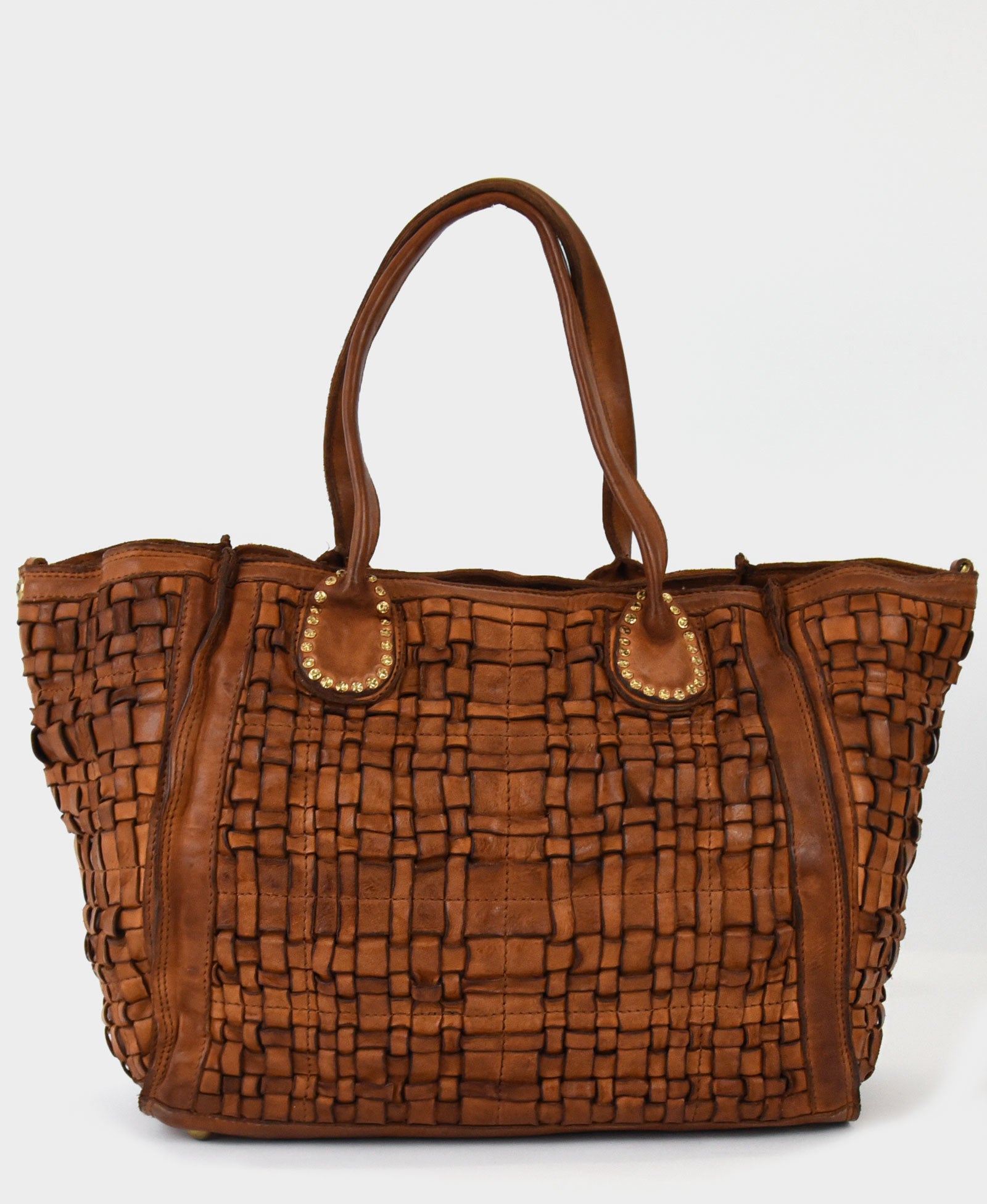 Bolso shopper trenzado piel