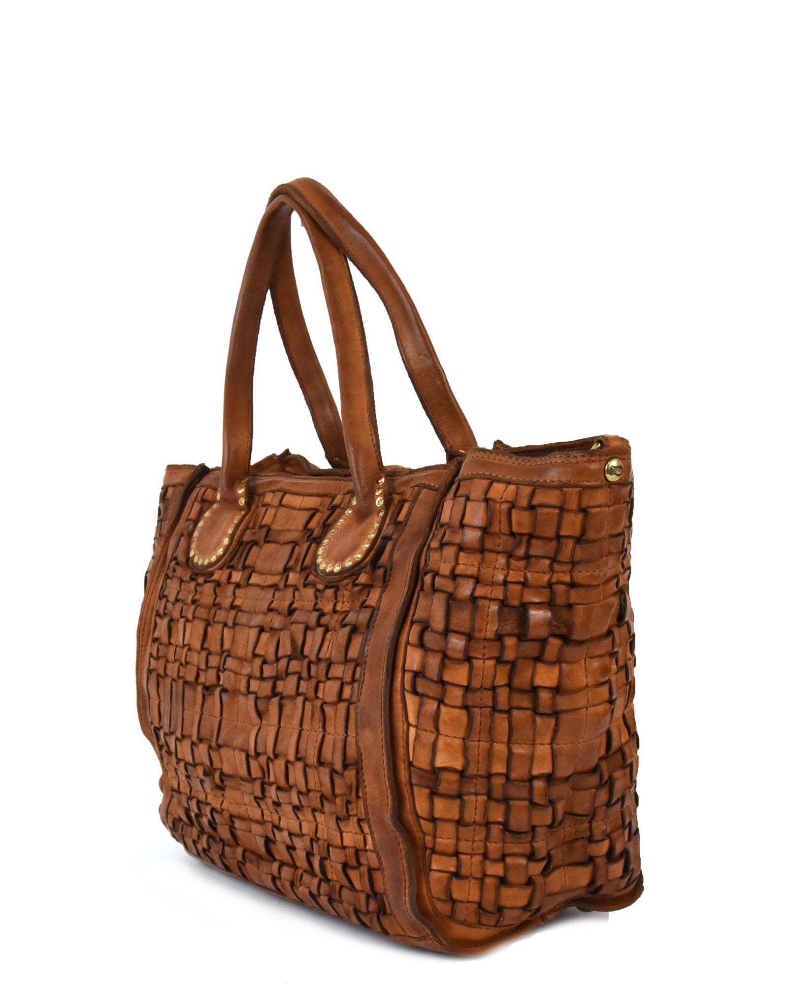 Bolso shopper trenzado piel