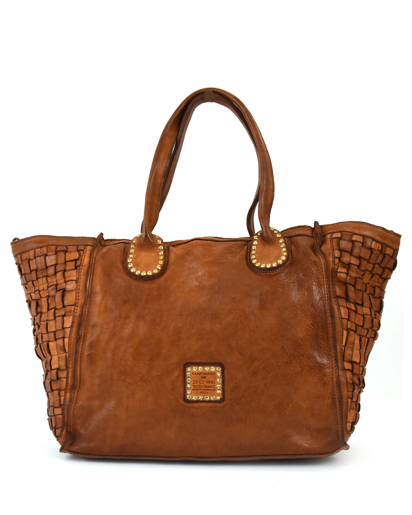 Bolso shopper trenzado piel